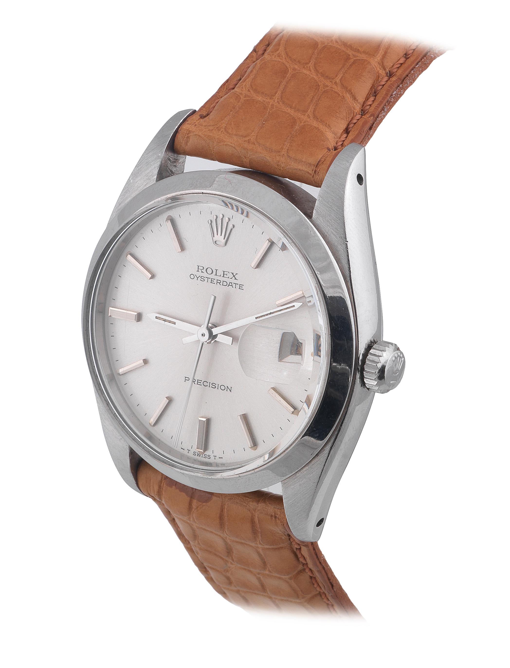 BERNARDO ANTICHITÀ PONTE VECCHIO FLORENCE 

Rolex, Oysterdate, Precision, case No. 5647106, Ref. 6694. Made in 1960 circa. Fine, water-resistant, center seconds, stainless steel wristwatch with date.
Three-body, polished and brushed, screw down case