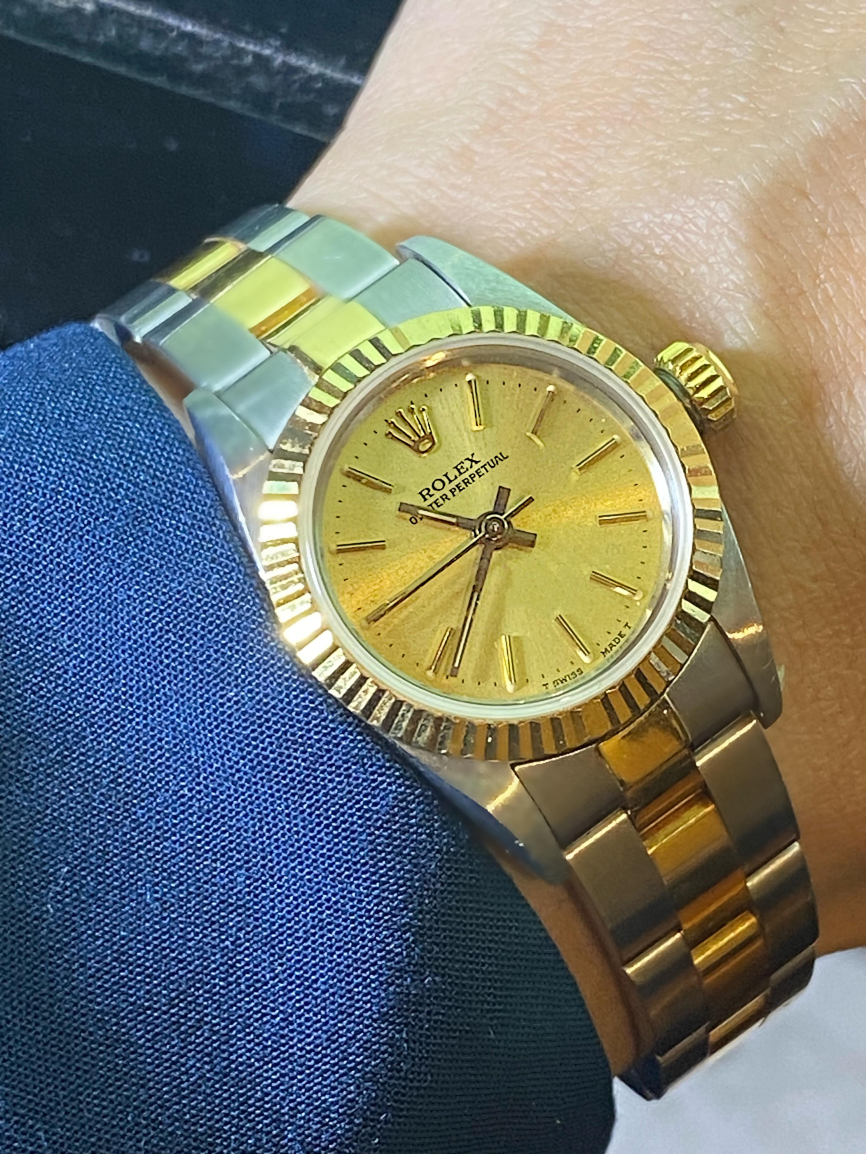 Rolex Oyster ref 67000 Two Tone Champagne Dial Automatic Caliber 2130 Watch In Excellent Condition In MELBOURNE, AU