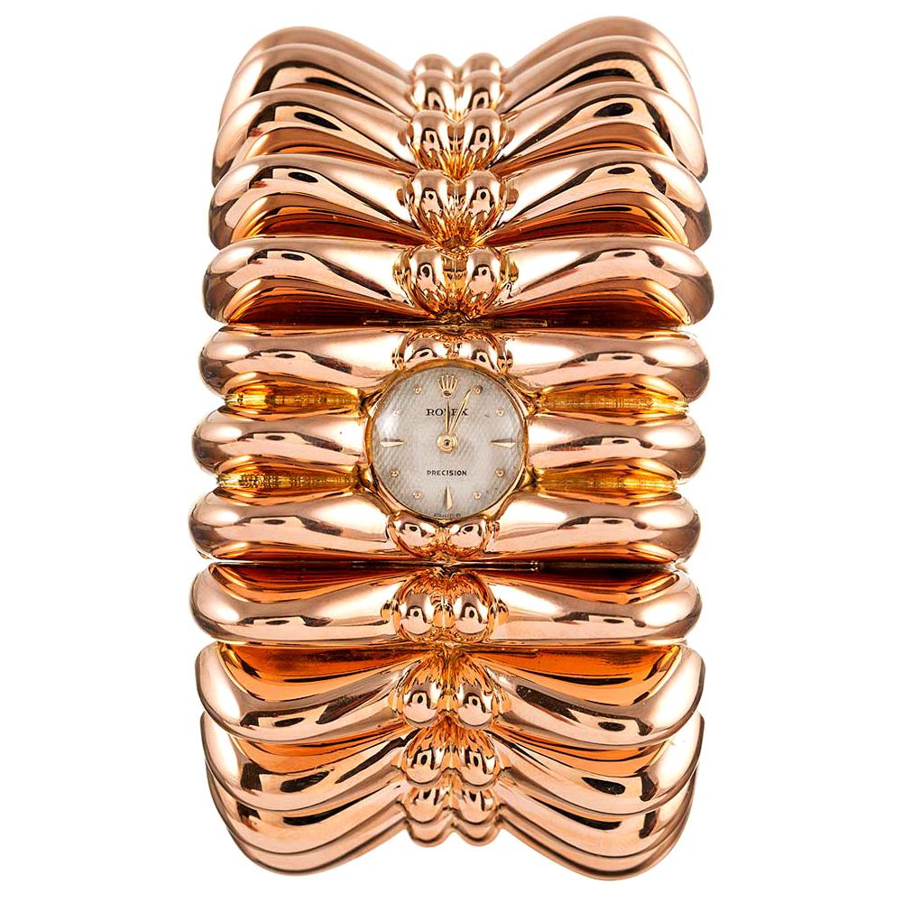 Rolex Retro Rose Gold Oversized Bracelet Watch
