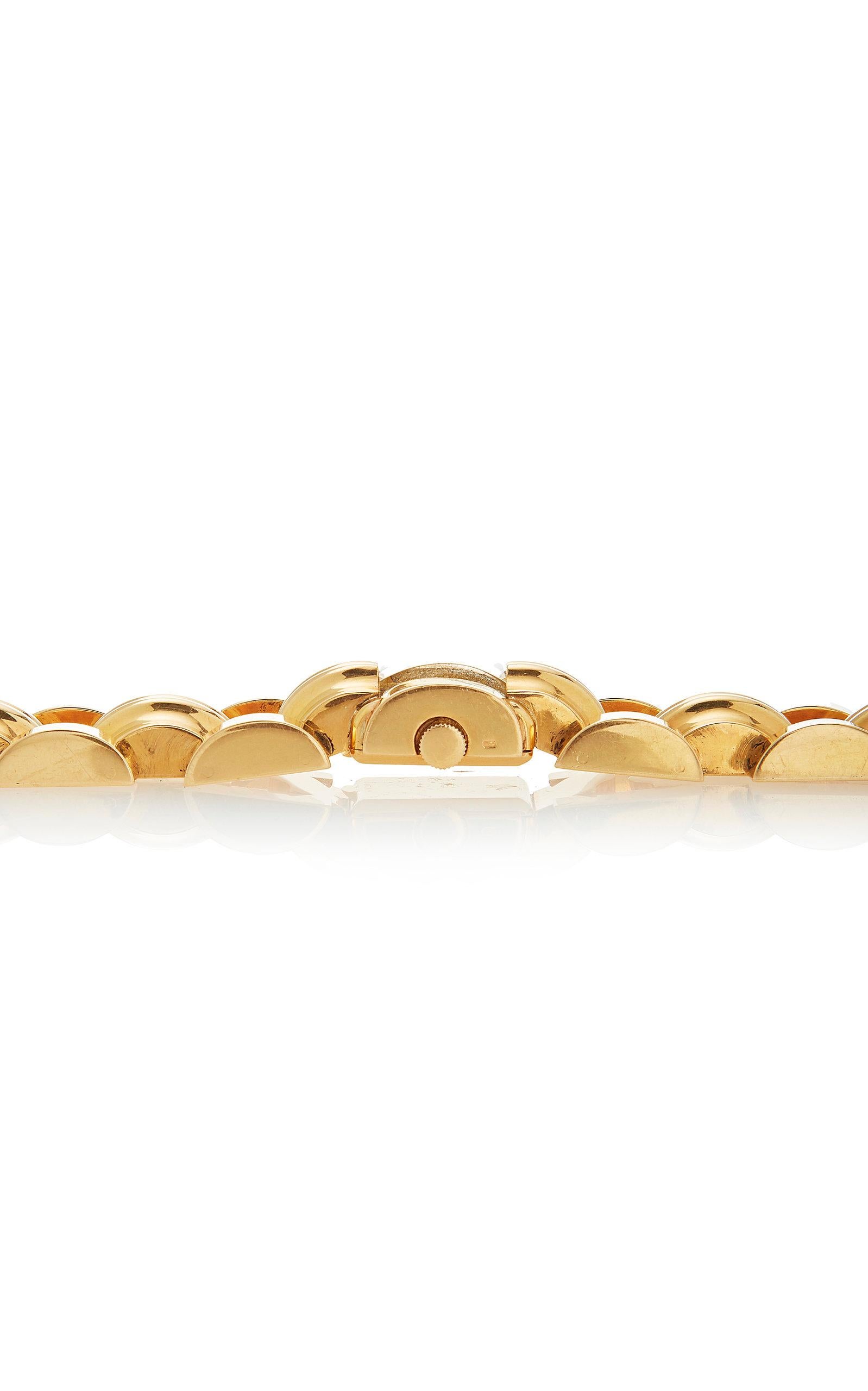 A retro 18kt yellow gold Rolex watch link-bracelet. Made in Switzerland, circa 1950