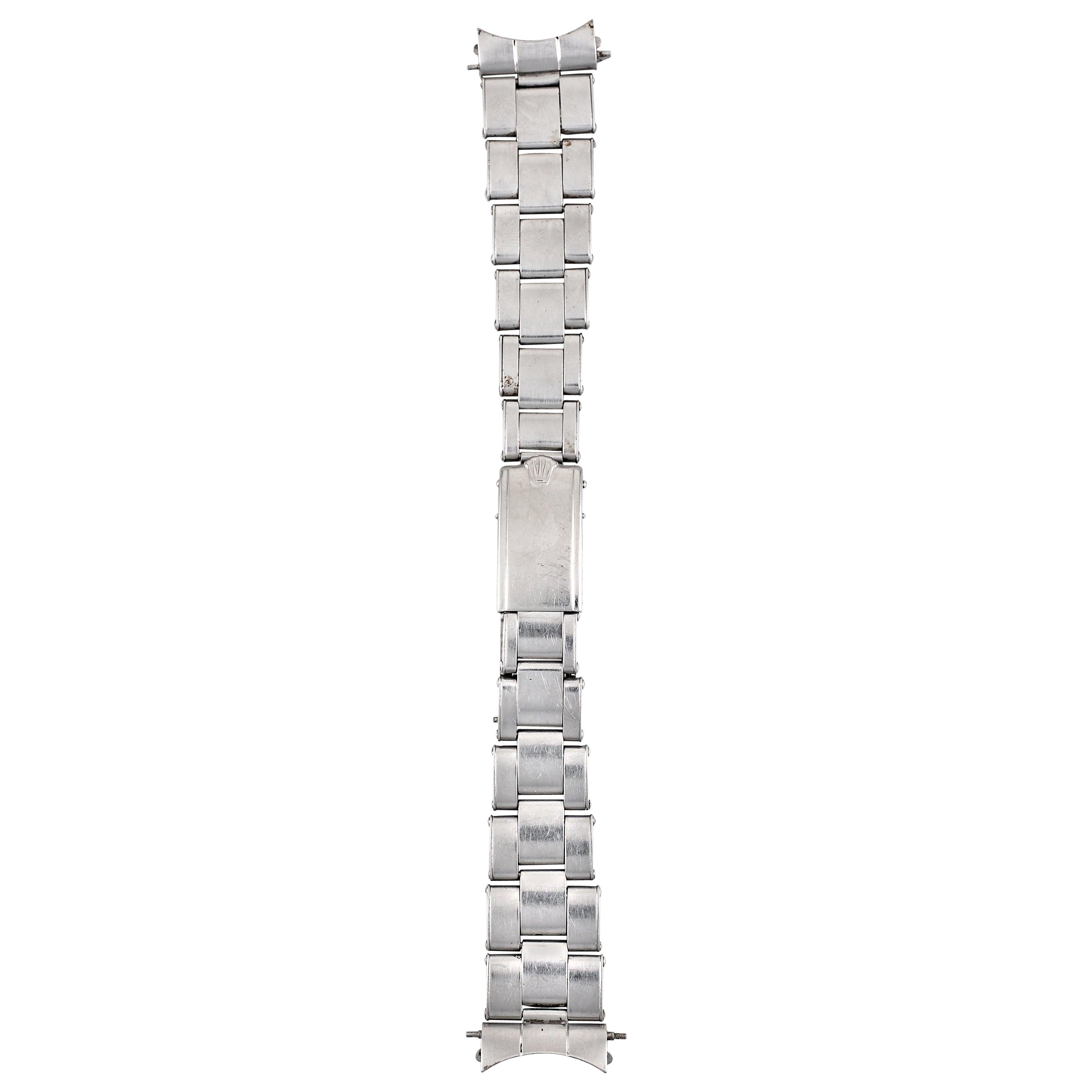 Montre Rolex à bracelet Oyster à rivets, 19 mm de largeur de corne, en acier inoxydable, années 1970 en vente