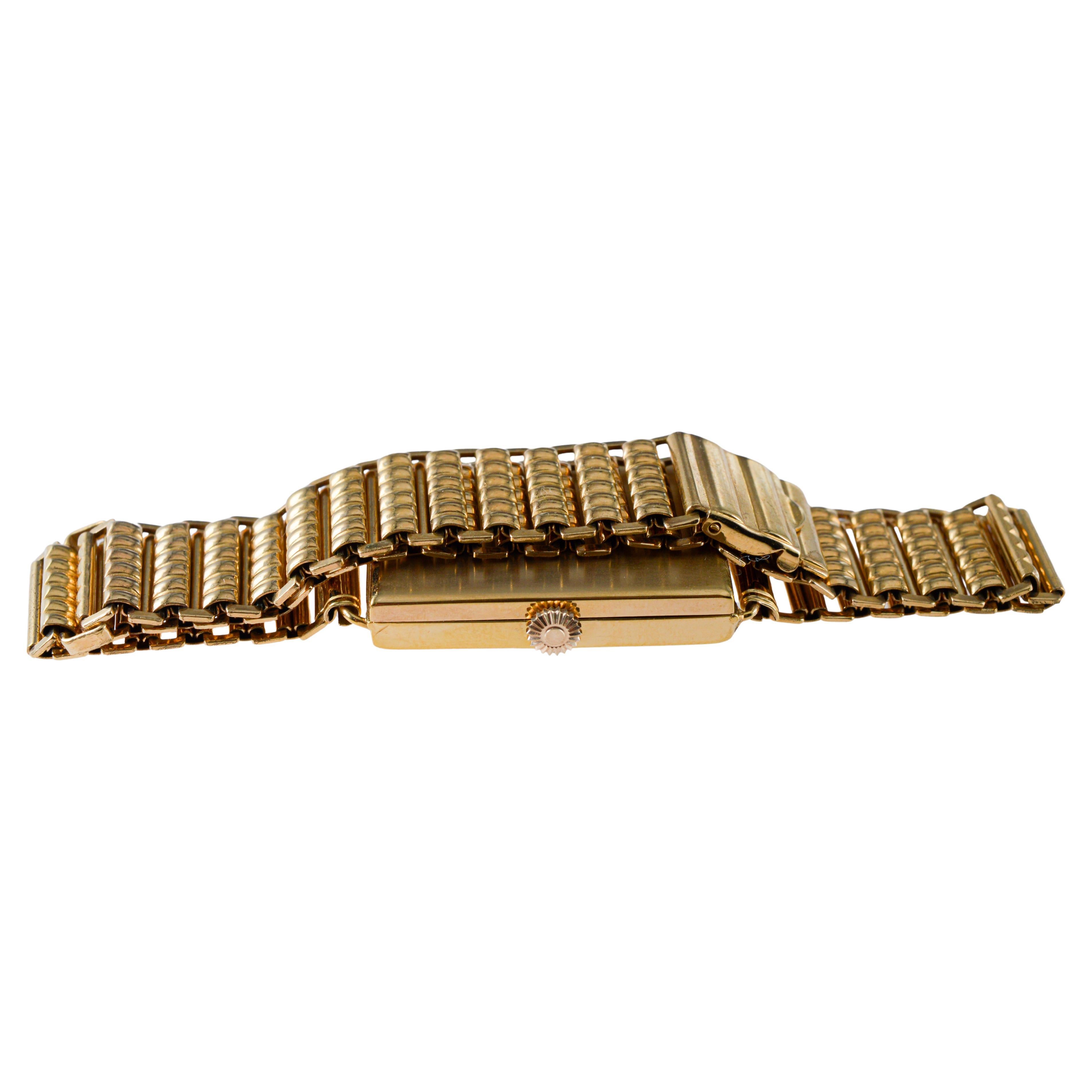 Rolex- Rolco 9ct Dress Watch circa 1930's with Original Bamboo Ladder Bracelet For Sale 7