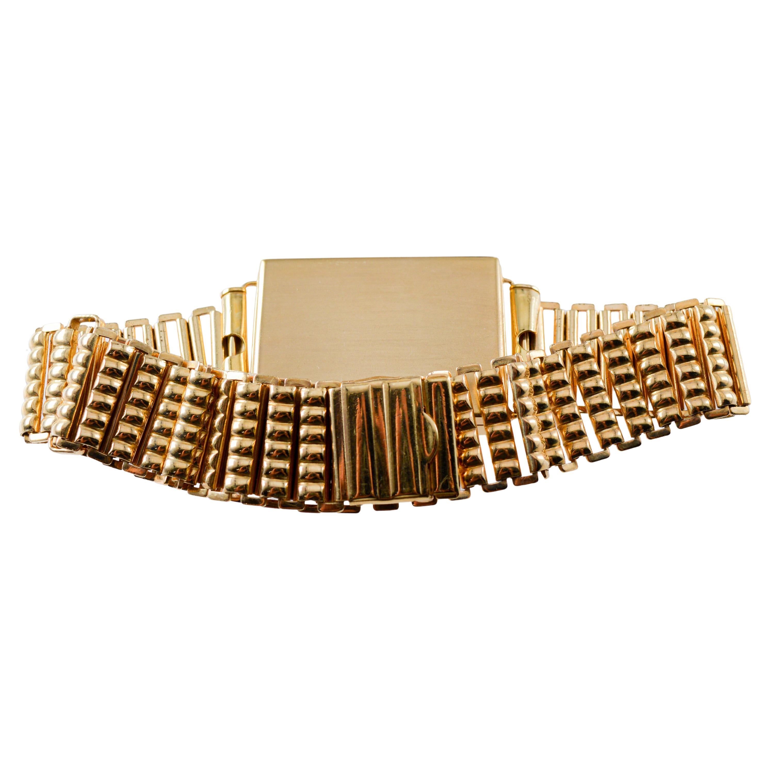 Rolex- Rolco 9ct Dress Watch circa 1930's with Original Bamboo Ladder Bracelet For Sale 8