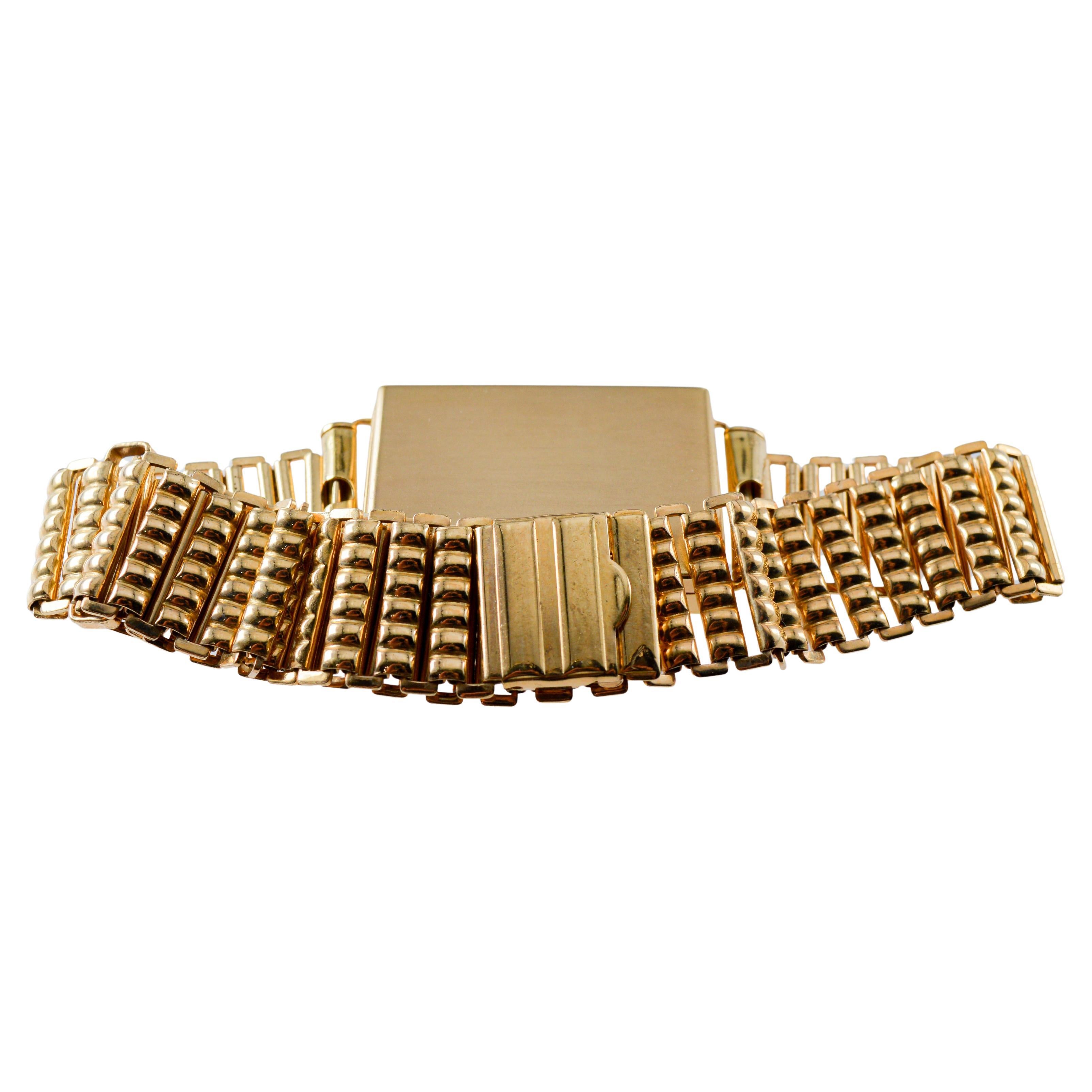 Rolex- Rolco 9ct Dress Watch circa 1930's with Original Bamboo Ladder Bracelet For Sale 9