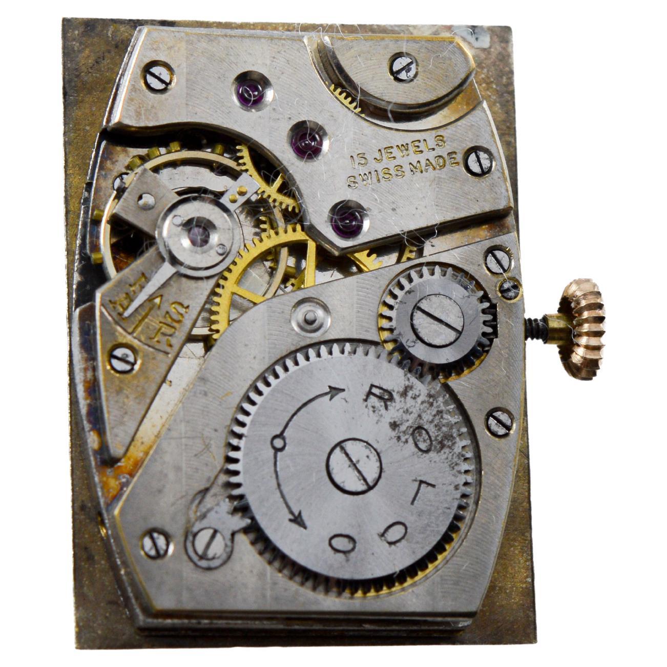 Rolex- Rolco 9ct Dress Watch circa 1930's with Original Bamboo Ladder Bracelet For Sale 12