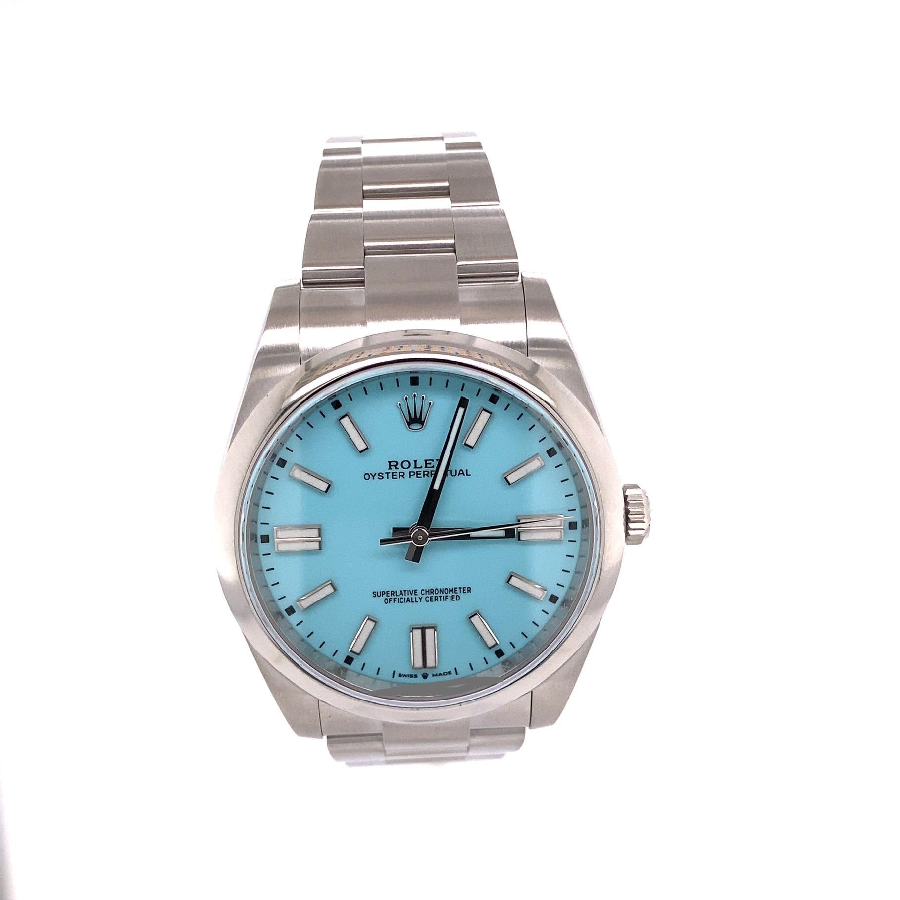 Men's Rolex Rolex Oyster Perpetual 41mm Reference 124300 Turquoise Dial 