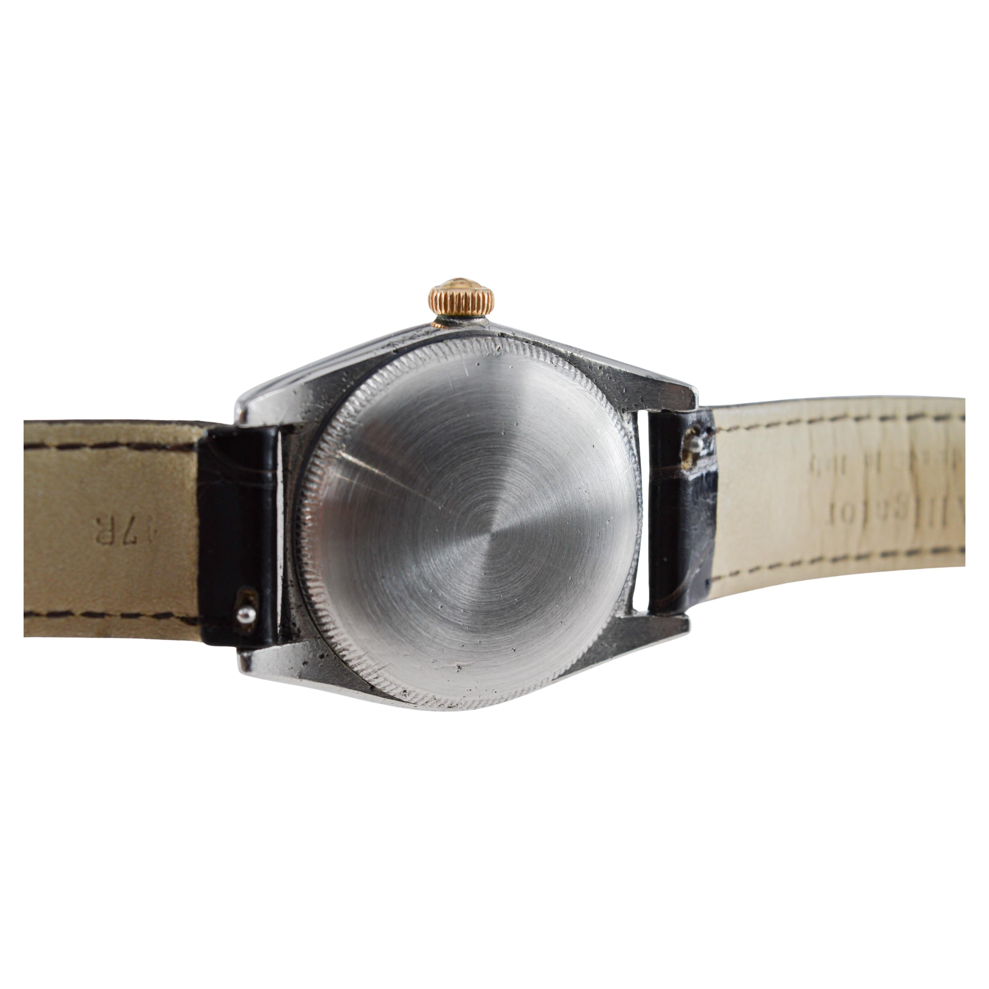 Rolex Montre Bubble Back or rose et acier avec lunette Rare Birdbird en vente 9