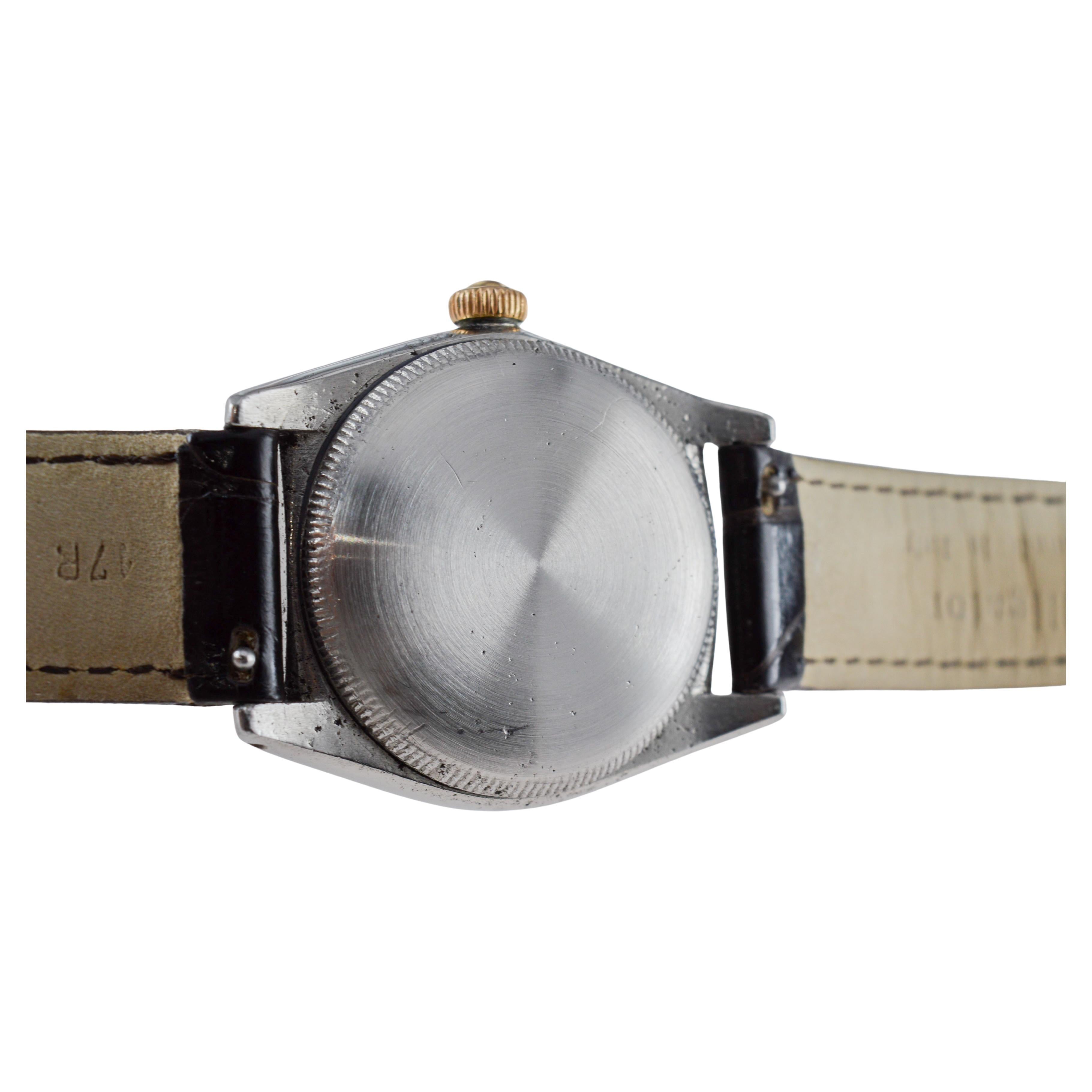 Rolex Montre Bubble Back or rose et acier avec lunette Rare Birdbird en vente 10
