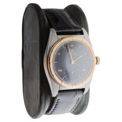 Rolex Montre Bubble Back or rose et acier avec lunette Rare Birdbird