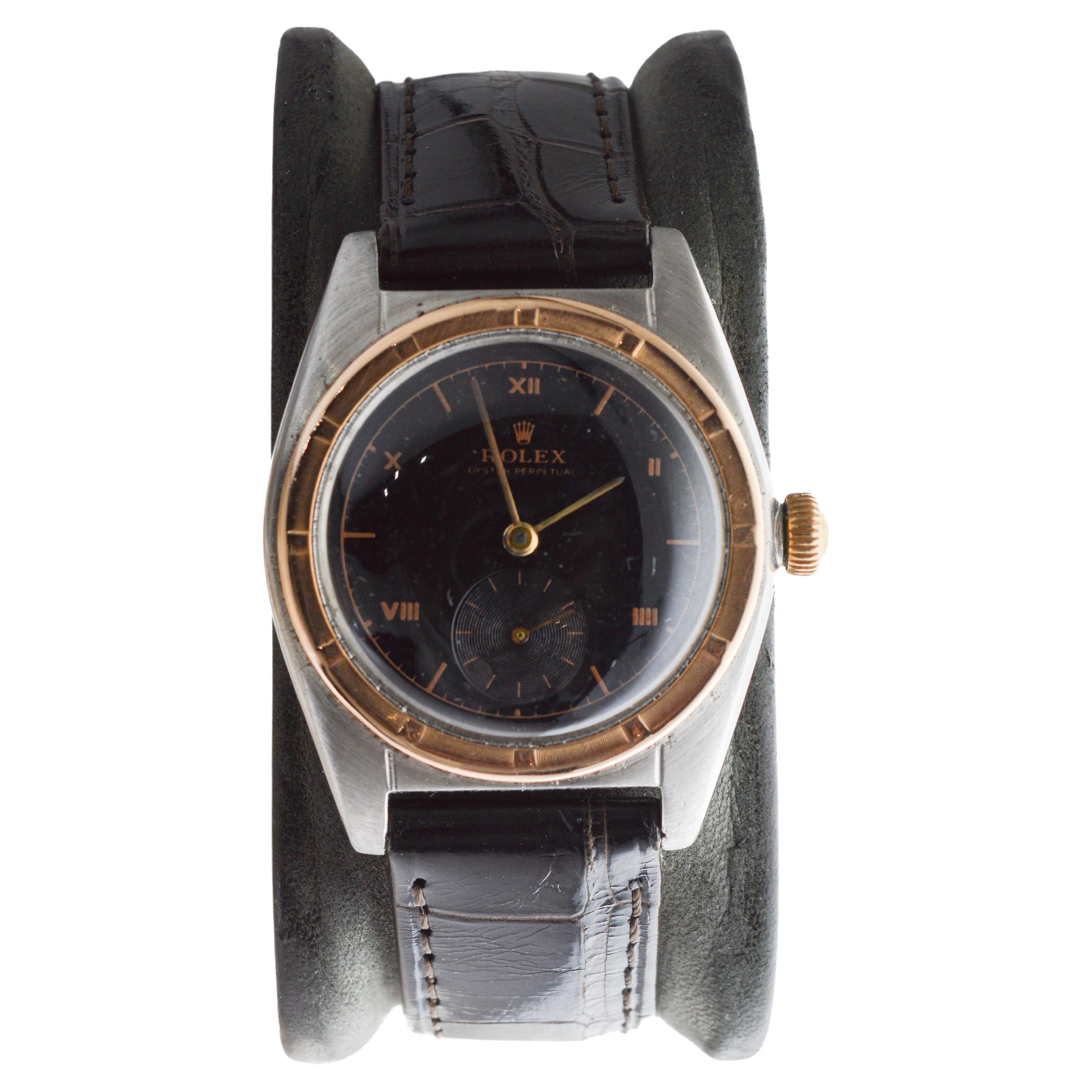 Rolex Rose Gold and Steel Bubble Back with RareThunderbird Bezel