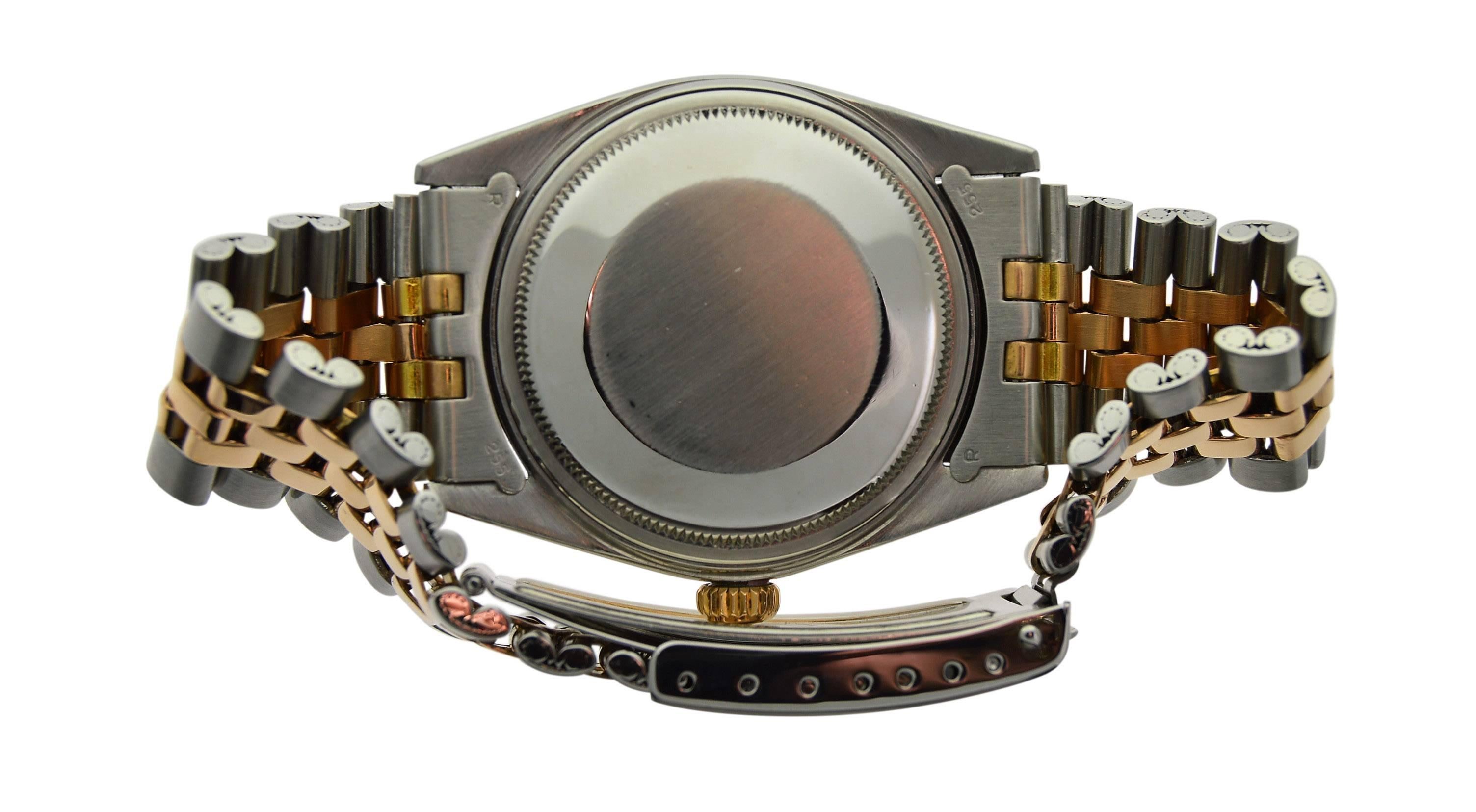 Rolex Rose Gold Stainless Steel Jubilee Bracelet Self-Winding Wristwatch For Sale 4
