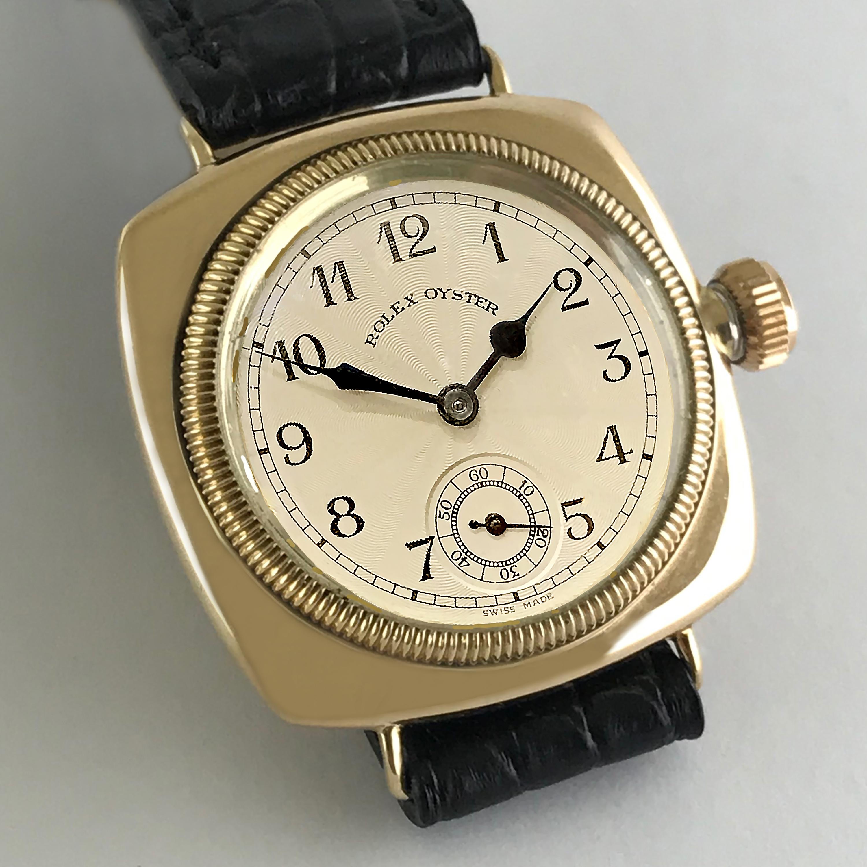 An Art Deco vintage wristwatch by Rolex made in 1930.

The Rolex “Oyster” the world’s first waterproof watch.

In 1927 Hans Wilsdorf, founder of the Rolex Watch Company, sent a newly launched Rolex Oyster to Mercedes Gleitze, to use during her
