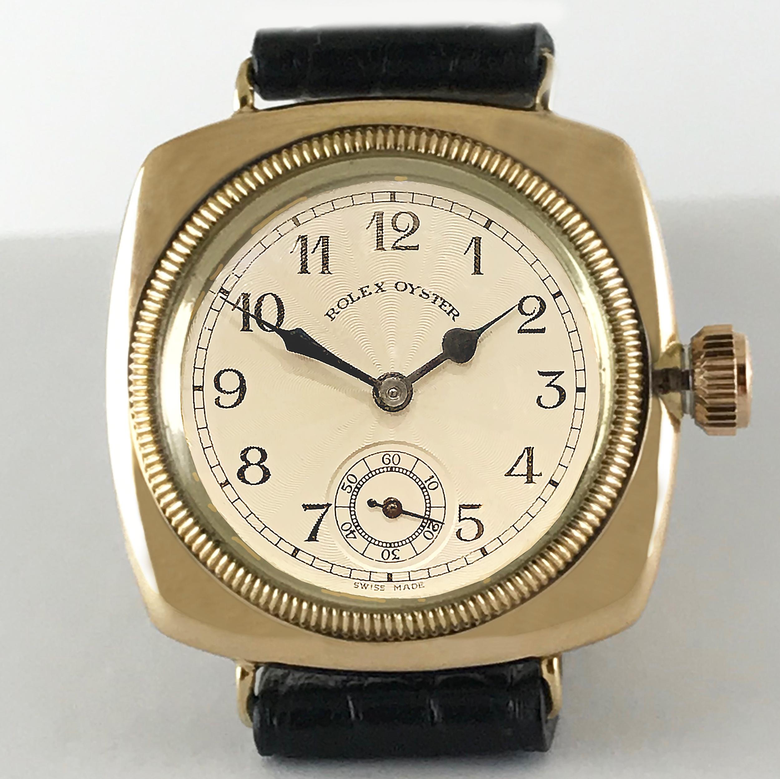 Women's or Men's Rolex, Rose Gold, Art Deco Cushion Oyster Dated, 1930