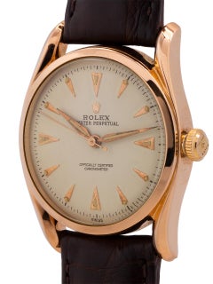 Rolex Rose Gold Bombe self winding wristwatch Ref 6090, circa 1950s