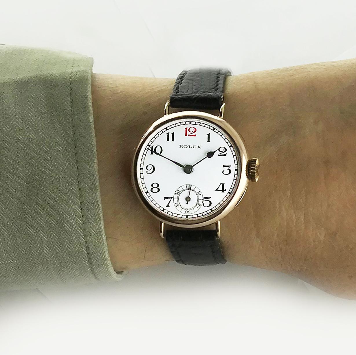 Rolex Offiziersgrabenuhr aus Roségold:: 1928 10