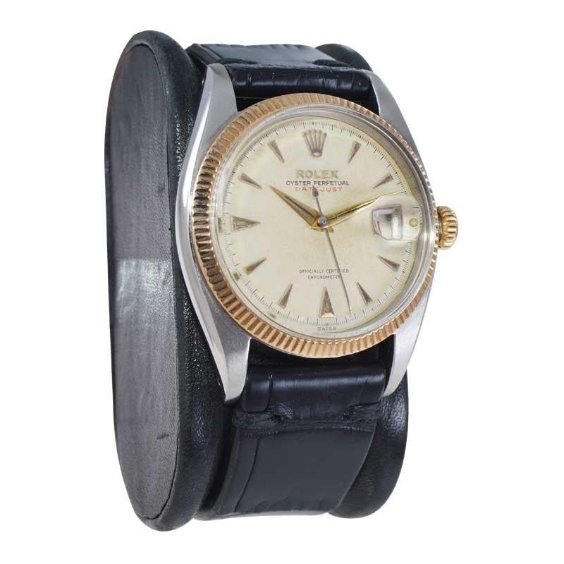 Rolex Montre Datejust en or rose et acier inoxydable, c. 1956 Unisexe en vente