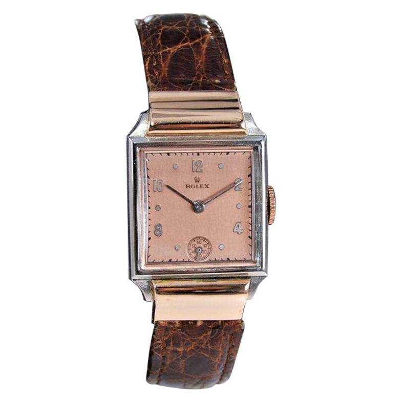 Rolex Rose Gold Stainless Steel Dress Watch, 1930's For Sale