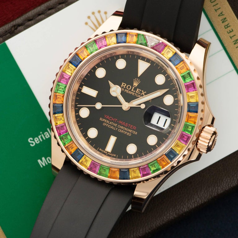Rolex Rose Gold Yacht-Master Rainbow Automatic Wristwatch at 1stDibs ...