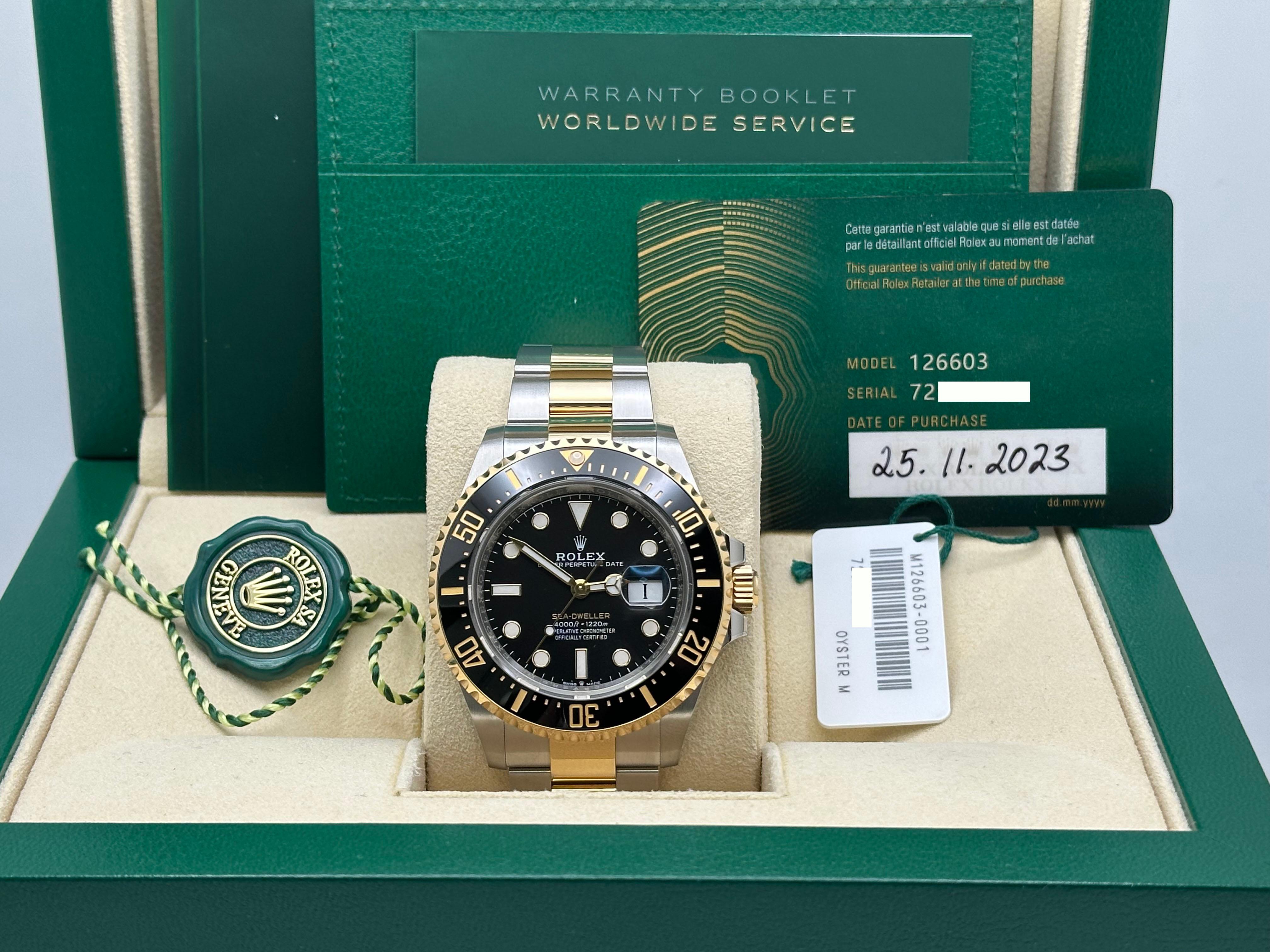 Rolex Sea Dweller 126603 Oro giallo 18 carati Acciaio Scatola Carta 43mm in vendita 4