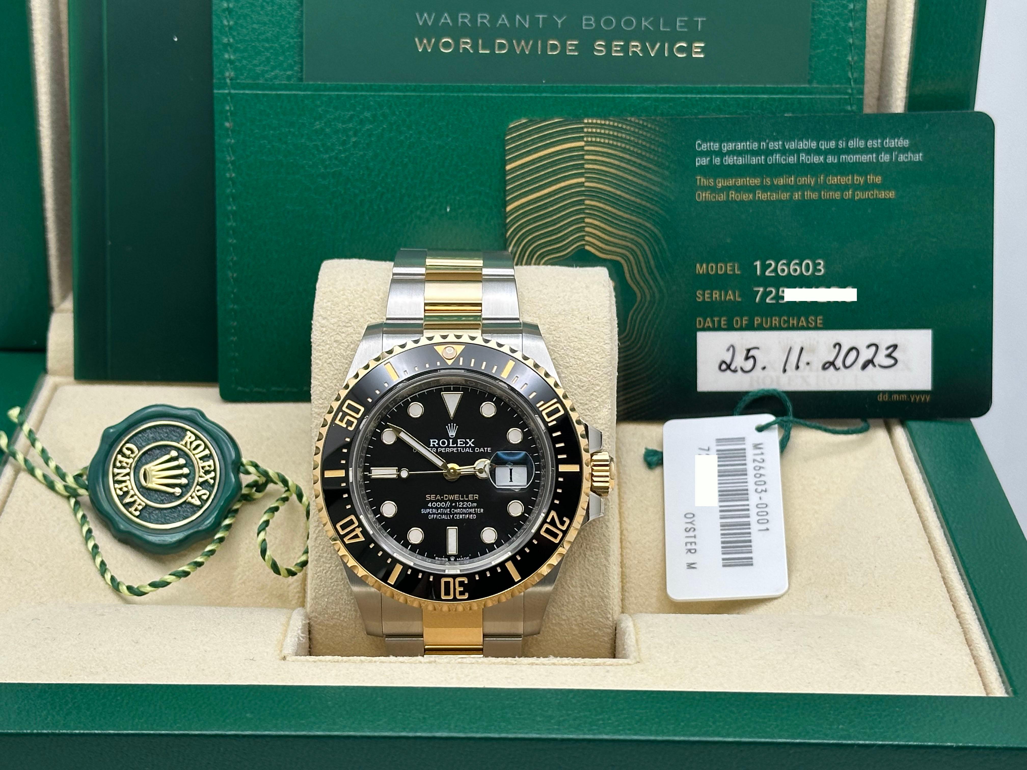 Rolex Sea Dweller 126603 Oro giallo 18 carati Acciaio Scatola Carta 43mm in vendita 5