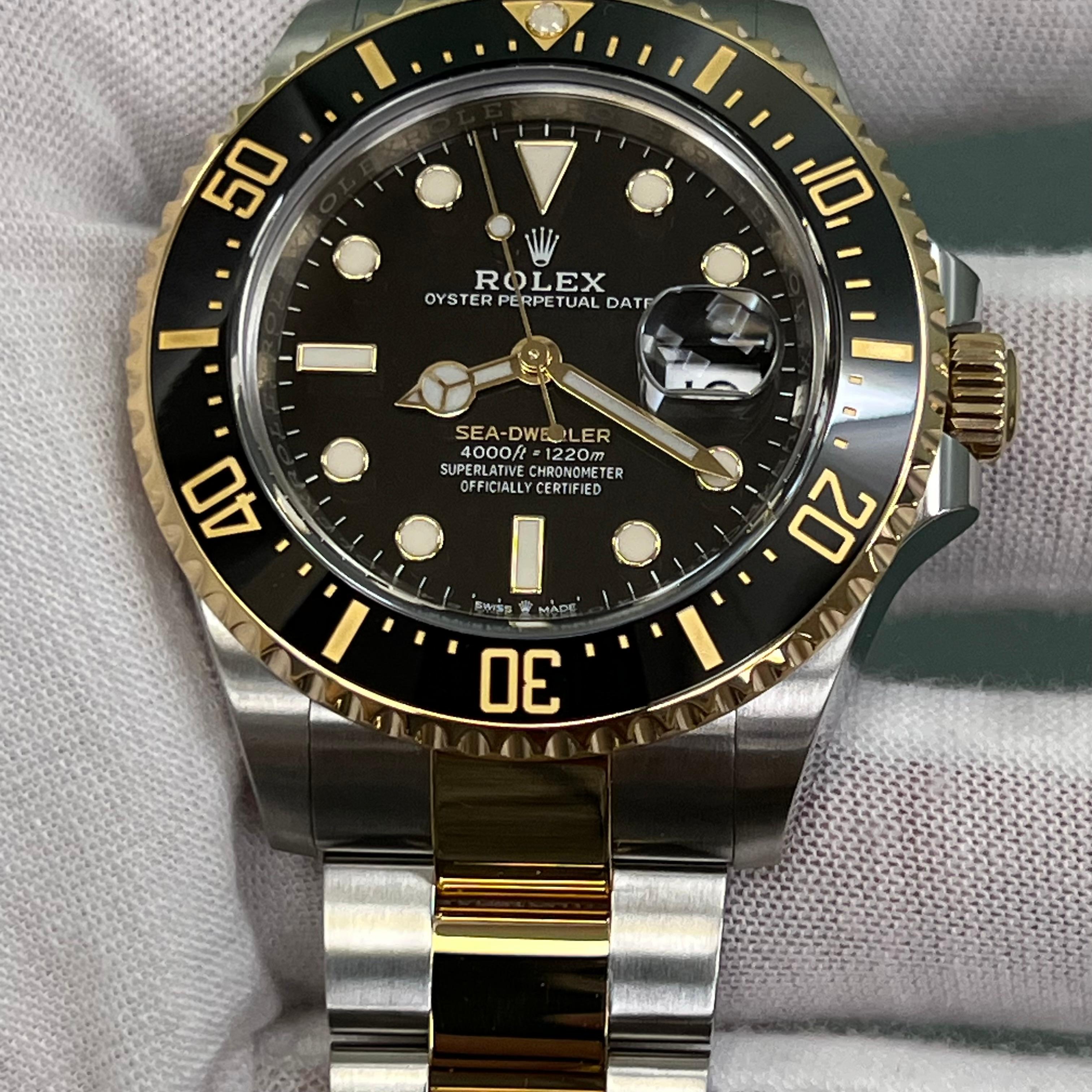Rolex Sea Dweller 126603 43mm Black Ceramic 18K Yellow Gold Steel Box Paper 10