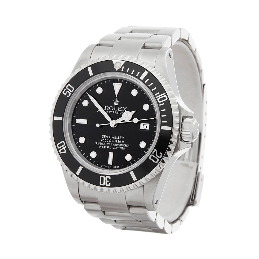Ref: W5085
Manufacturer: Rolex
Model: Sea-Dweller
Model Ref: 16600
Age: 
Gender: Mens
Complete With: Box & Guarantee
Dial: Black
Glass: Sapphire Crystal
Movement: Automatic
Water Resistance: To Manufacturers Specifications
Case: Stainless