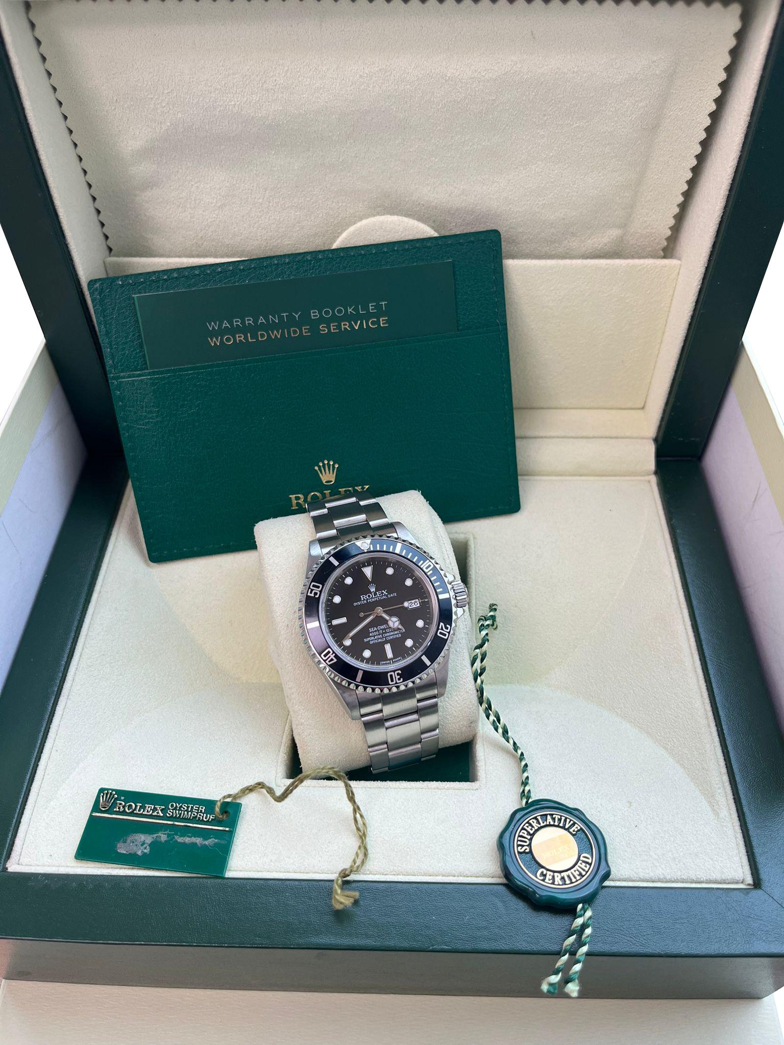 Rolex Sea-Dweller 4000 40mm Black Dial Stainless Steel Oyster Men's Watch 16600 In Good Condition For Sale In Aventura, FL