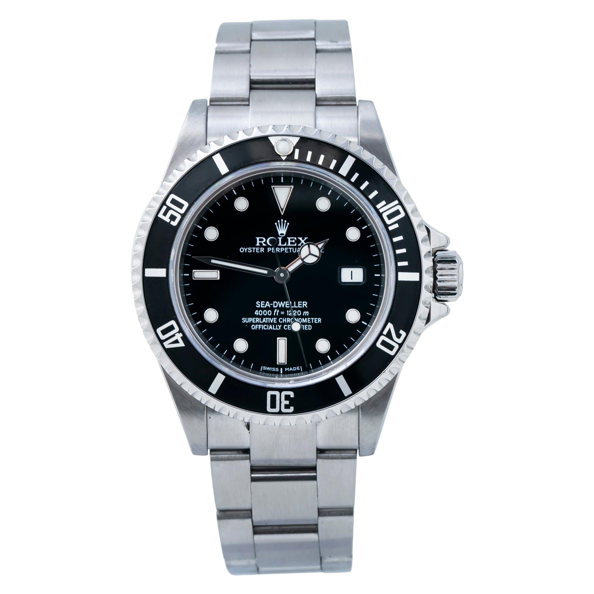 Rolex Sea-Dweller 4000ft 16600 Auto Mens Watch Box & Paper 2005