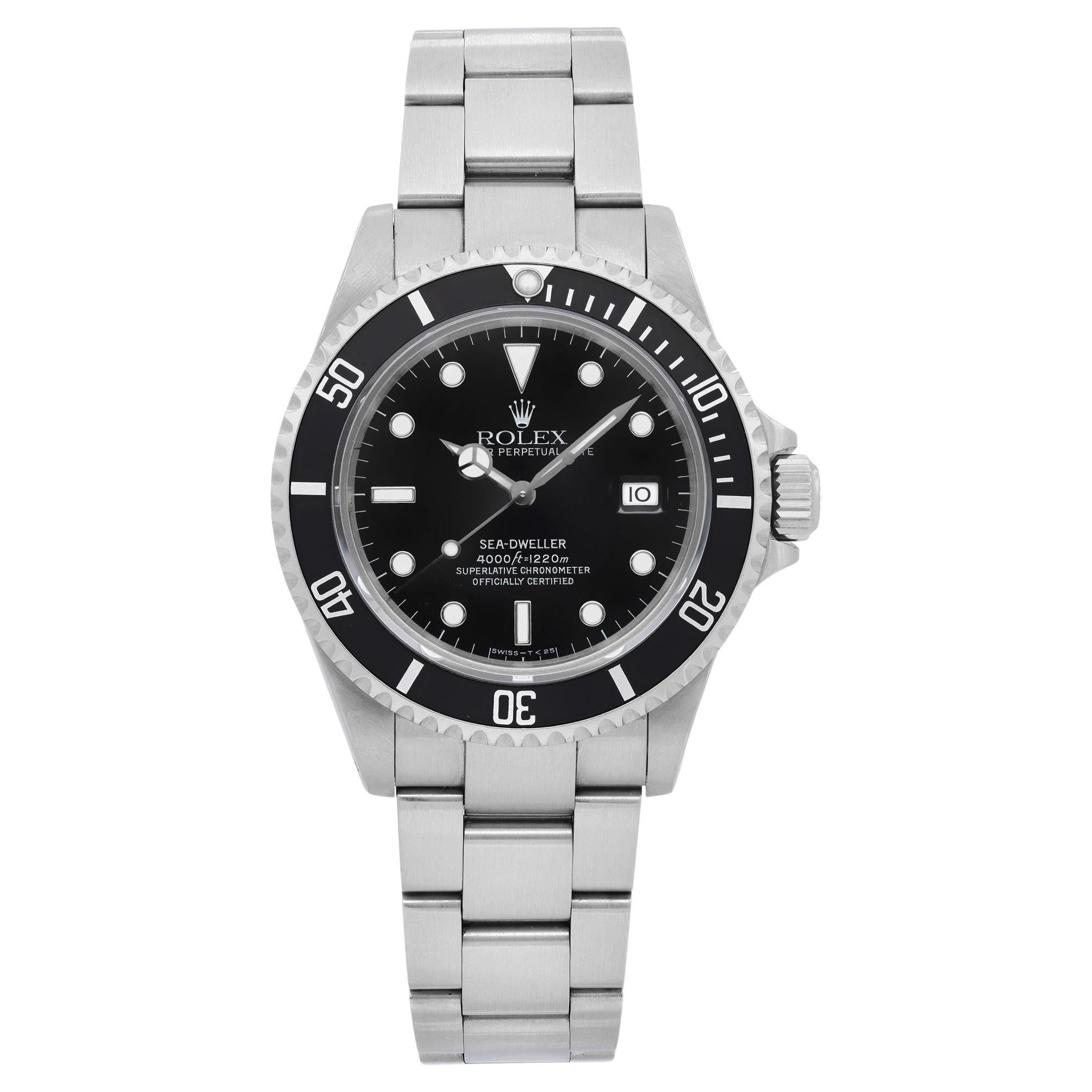 Rolex Sea Dweller Steel Date Black Dial Automatic Mens Watch 16600
