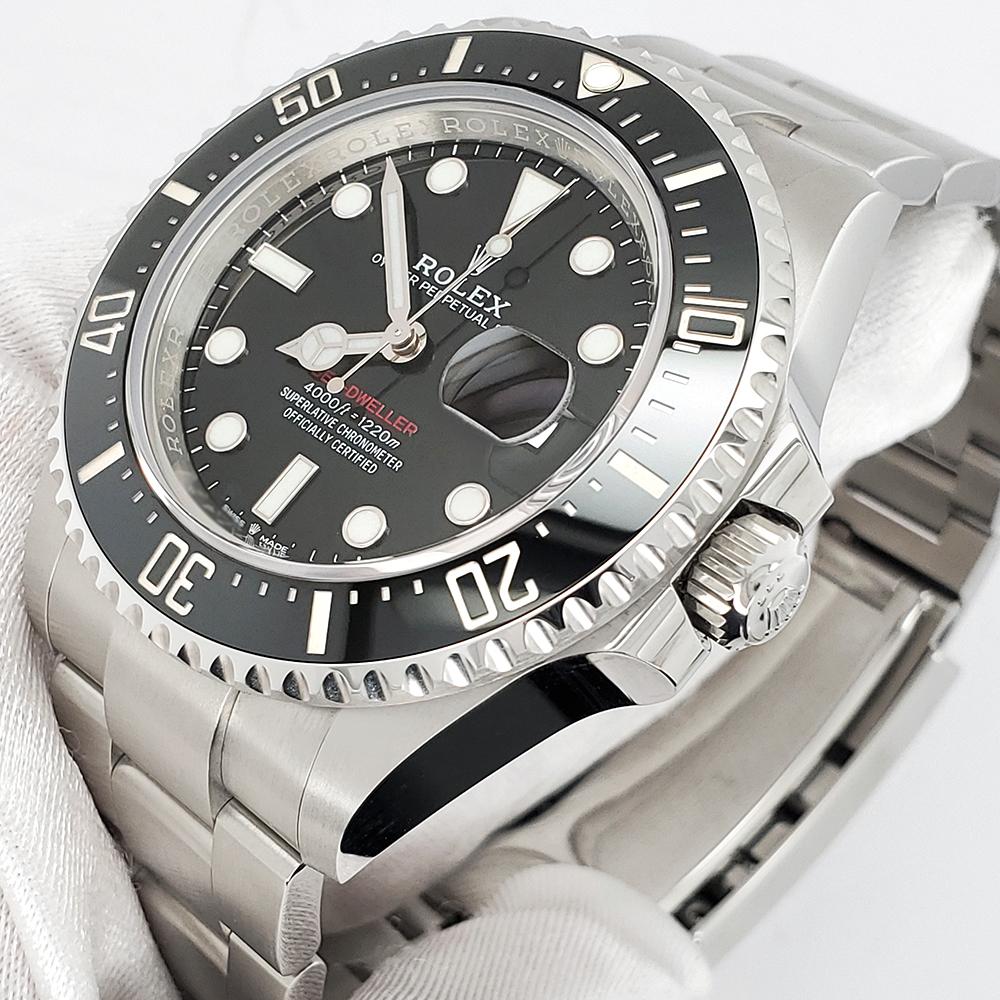 Rolex Sea-Dweller 43mm Red Line Stainless Steel Black Dial 50th Anniversary Ceramic watch, Ref 126600. Dated 2022.

Comes with Rolex box, Rolex papers, and Elegant Swiss Watch Co Three Year Warranty. Mint condition, the watch is running strong and