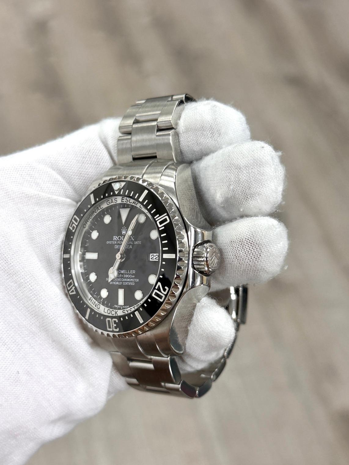 Rolex Sea-Dweller Deepsea 116660 44mm Black Ceramic Stainless Steel Box Papers In Excellent Condition In San Diego, CA