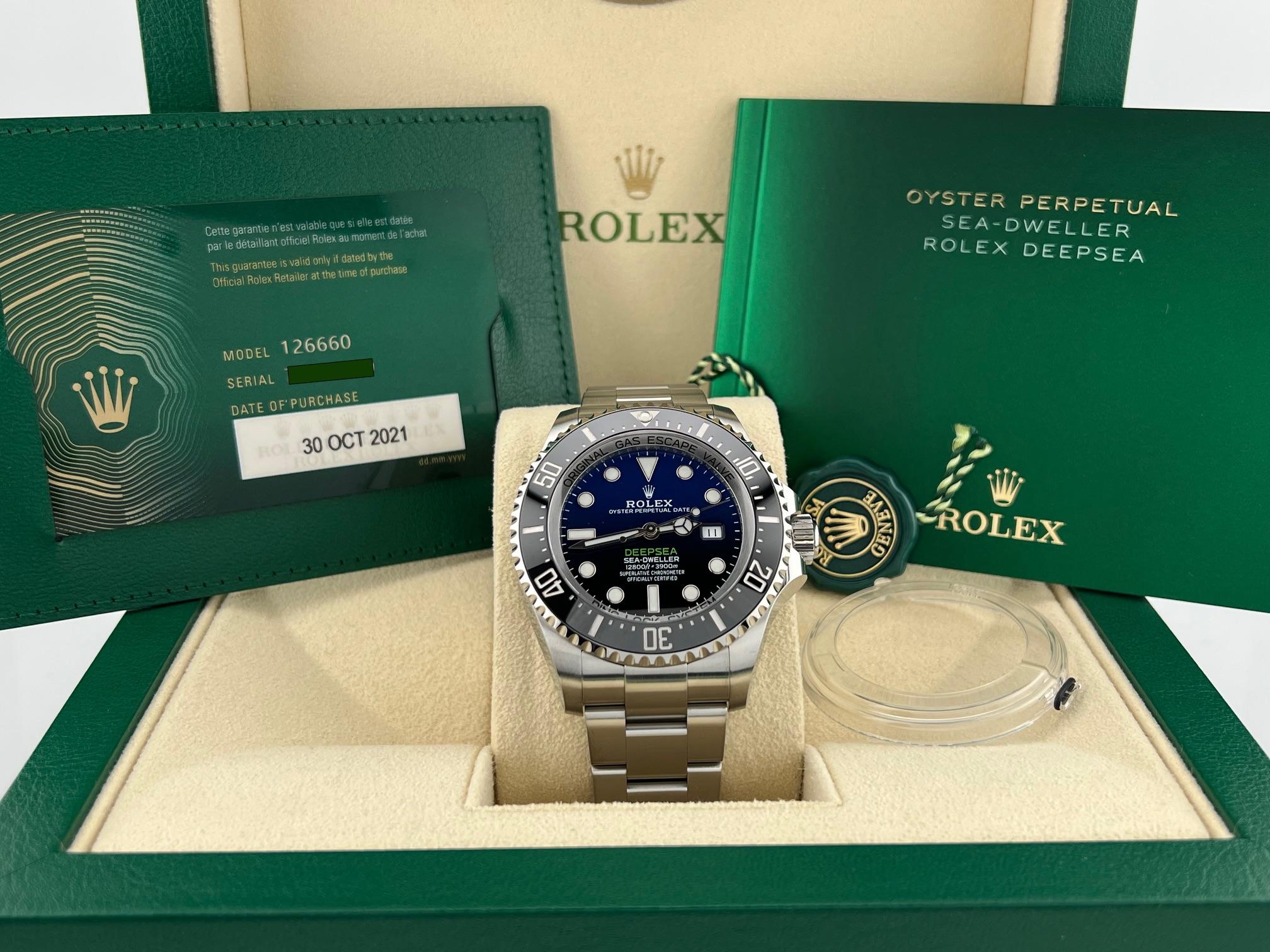 Rolex Sea-Dweller Deepsea 126660 44mm James Cameron Blau Schwarz Box Papiere 2021 im Zustand „Hervorragend“ im Angebot in San Diego, CA