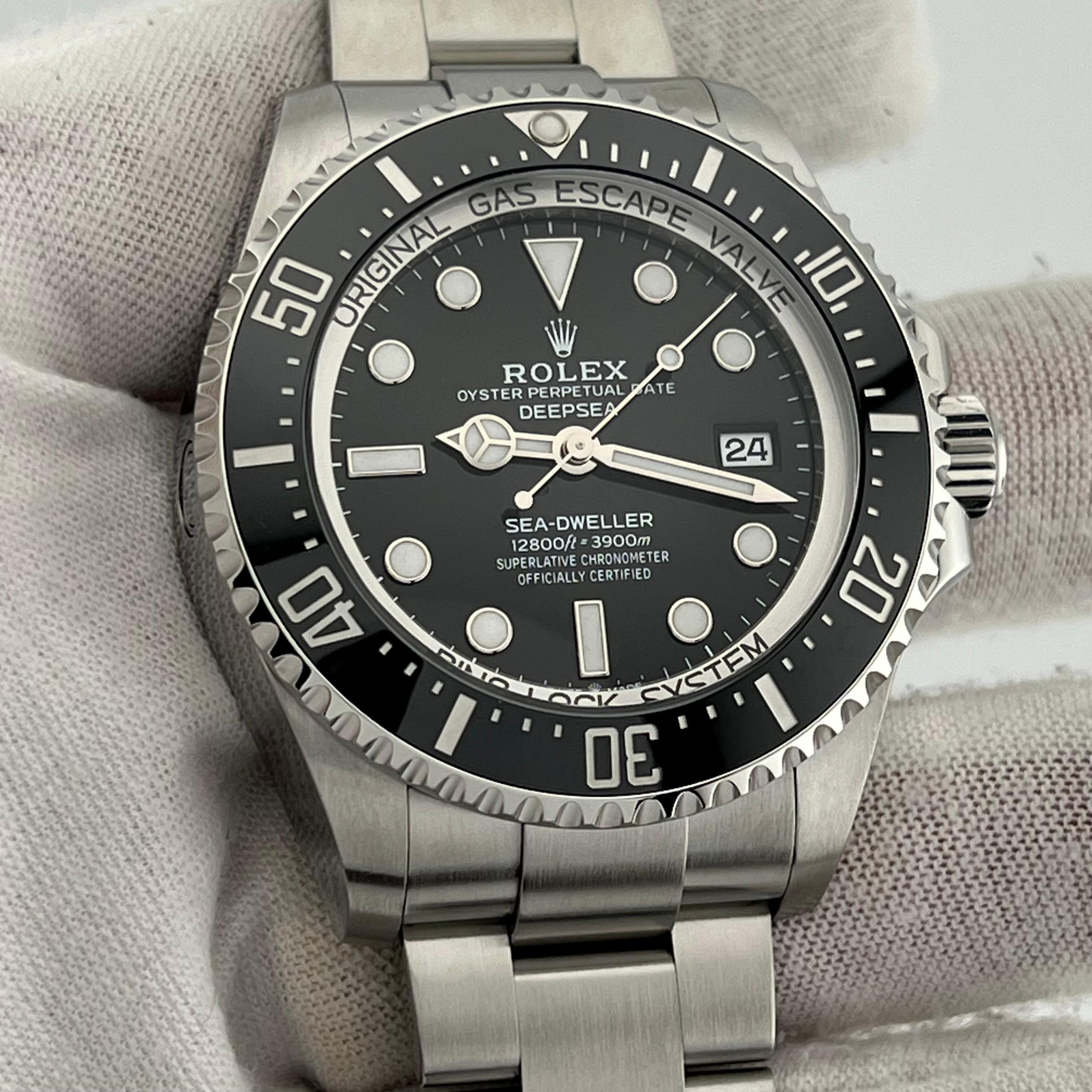 Rolex Sea Dweller Deepsea 136660 Black Ceramic Stainless Box Paper 2023 In Excellent Condition For Sale In San Diego, CA
