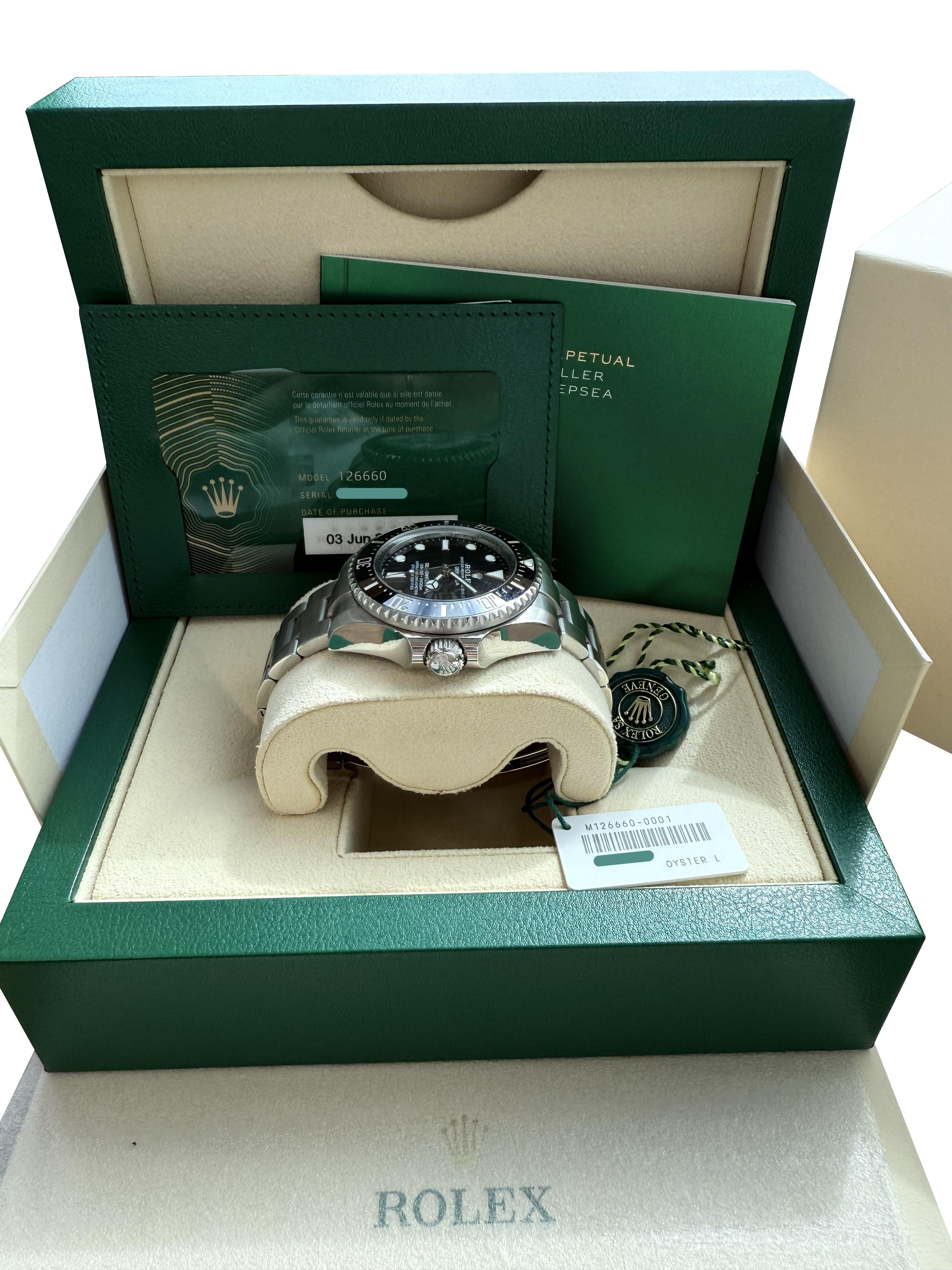 Rolex Sea-Dweller Deepsea 44mm Quadrante nero Orologio Oyster in acciaio inossidabile 126660 in vendita 7