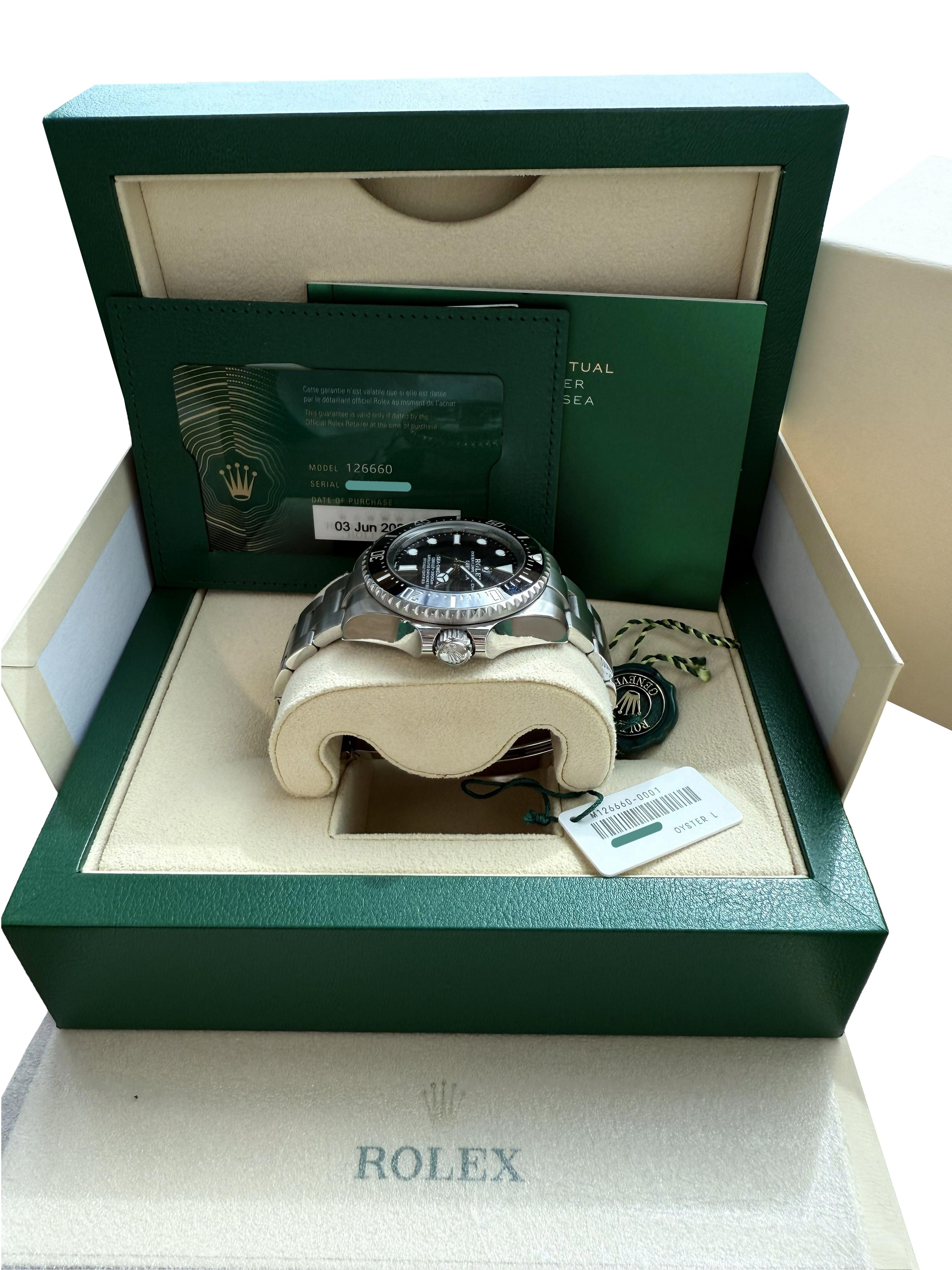 Rolex Sea-Dweller Deepsea 44mm Quadrante nero Orologio Oyster in acciaio inossidabile 126660 in vendita 8