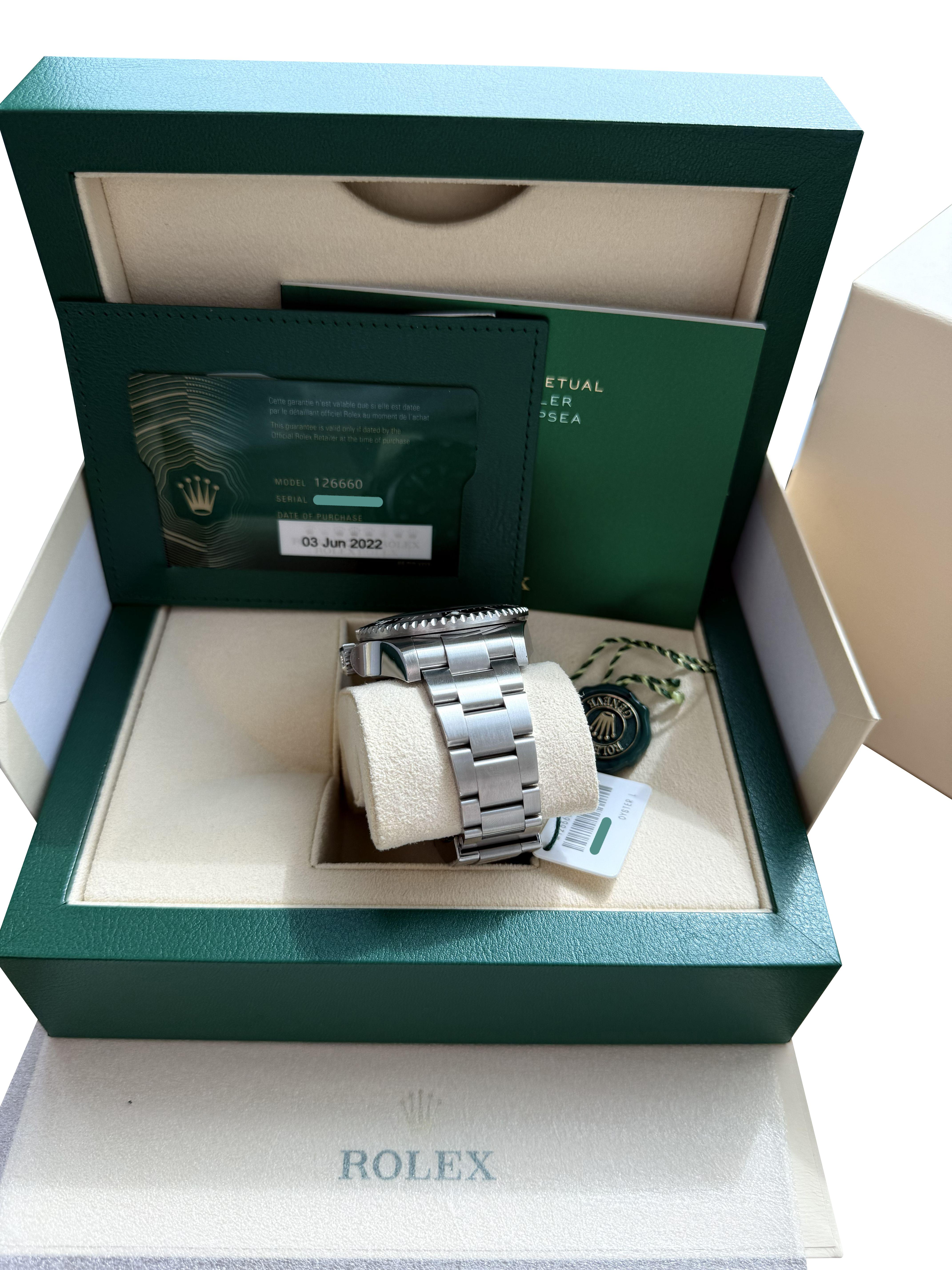 Rolex Sea-Dweller Deepsea 44mm Quadrante nero Orologio Oyster in acciaio inossidabile 126660 in vendita 13