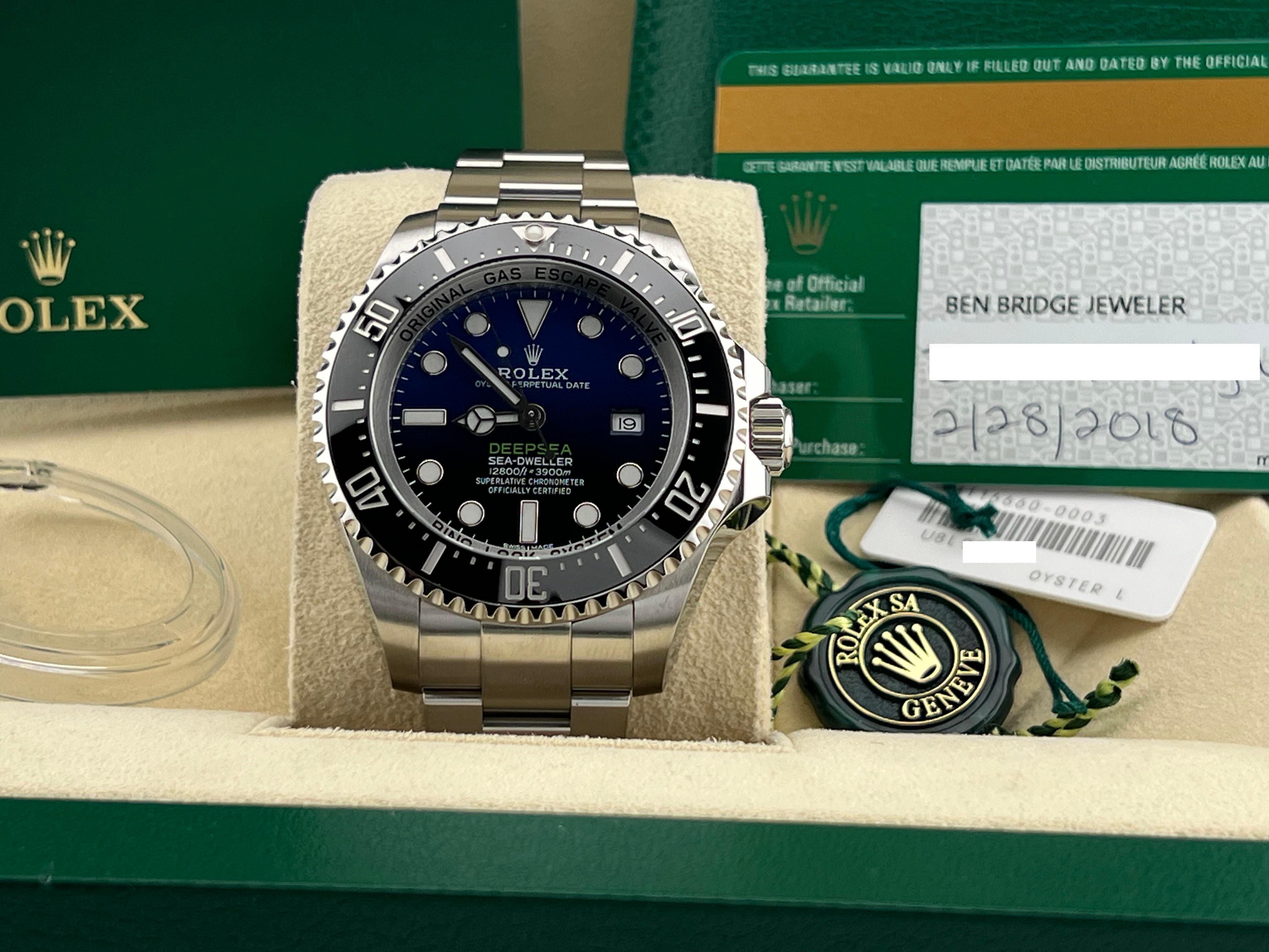 Rolex Sea Dweller Deepsea James Cameron 116660 Schwarz-Blaues Stahlkastenpapier 2018 im Zustand „Hervorragend“ im Angebot in San Diego, CA