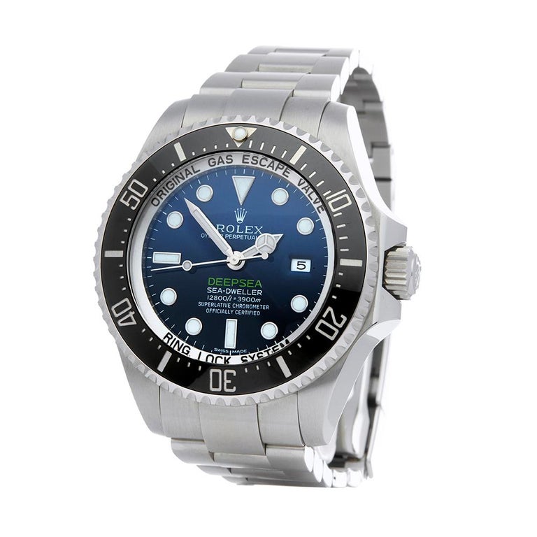 Reference: COM1874
Manufacturer: Rolex
Model: Sea-Dweller Deepsea
Model Reference: 116660
Age: 3rd December 2015
Gender: Men's
Box and Papers: Box, Manuals and Guarantee
Dial: Deep Blue
Glass: Sapphire Crystal
Movement: Automatic
Water Resistance: