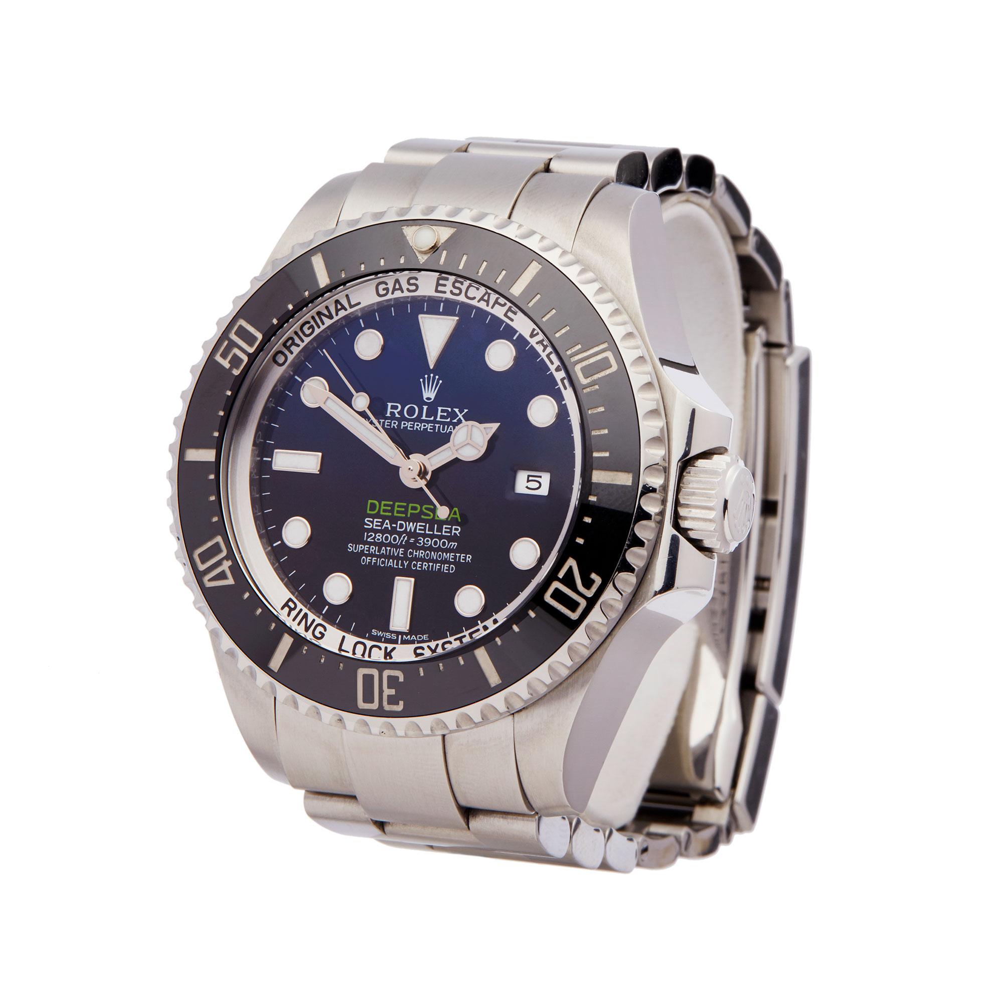 Ref: W5688
Manufacturer: Rolex
Model: Sea-Dweller Deepsea
Model Ref: 116660
Age: 16th March 2016
Gender: Mens
Complete With: Box, Manuals & Guarantee
Dial: Blue
Glass: Sapphire Crystal
Movement: Automatic
Water Resistance: To Manufacturers