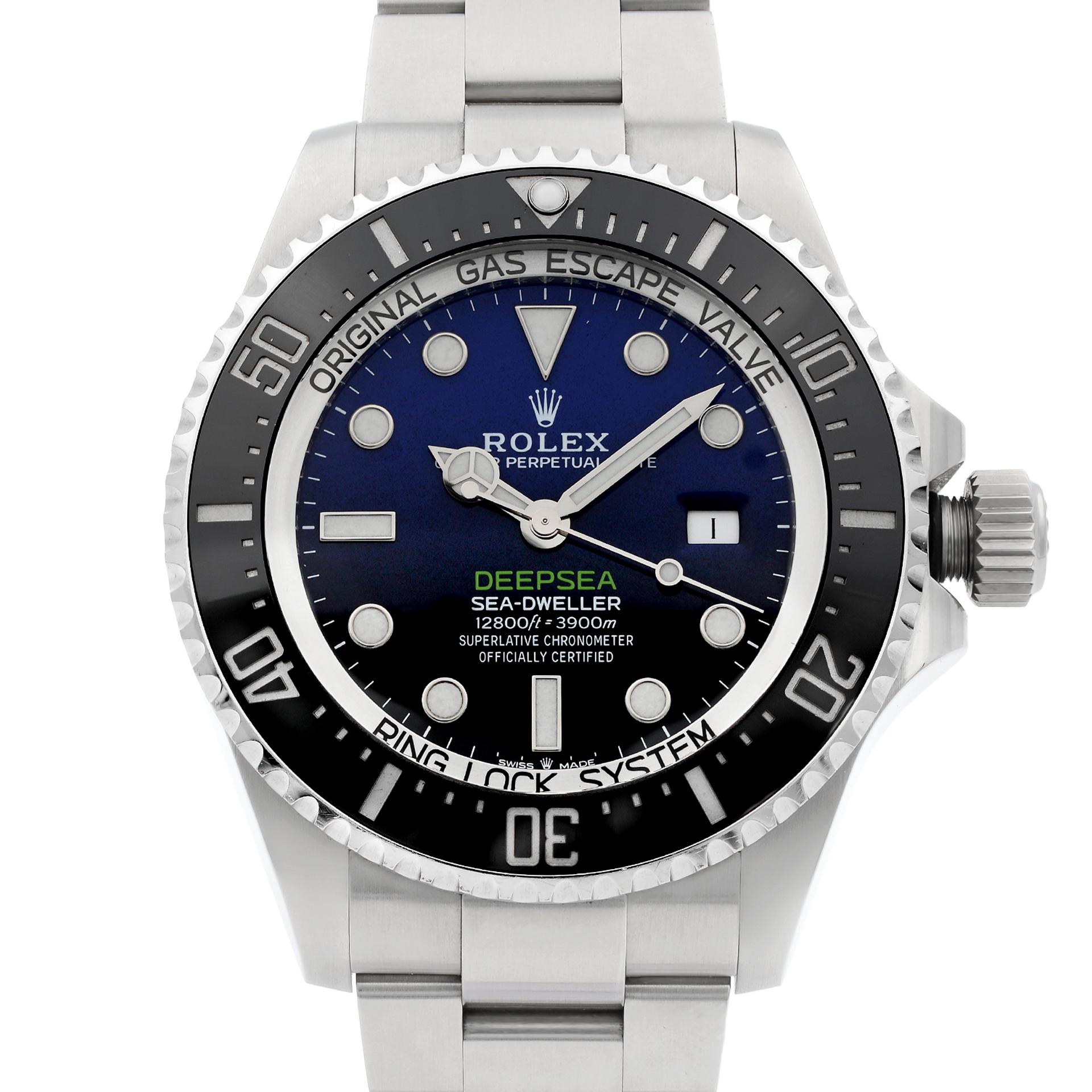 Display Model 2021 Card Rolex Sea-Dweller Deepsea Steel Ceramic Blue Black James Cameron Dial Automatic Watch 126660. This Beautiful Men's Timepiece is Powered By an Automatic Movement and Features: Stainless Steed Case with a Stainless Steel Oyster