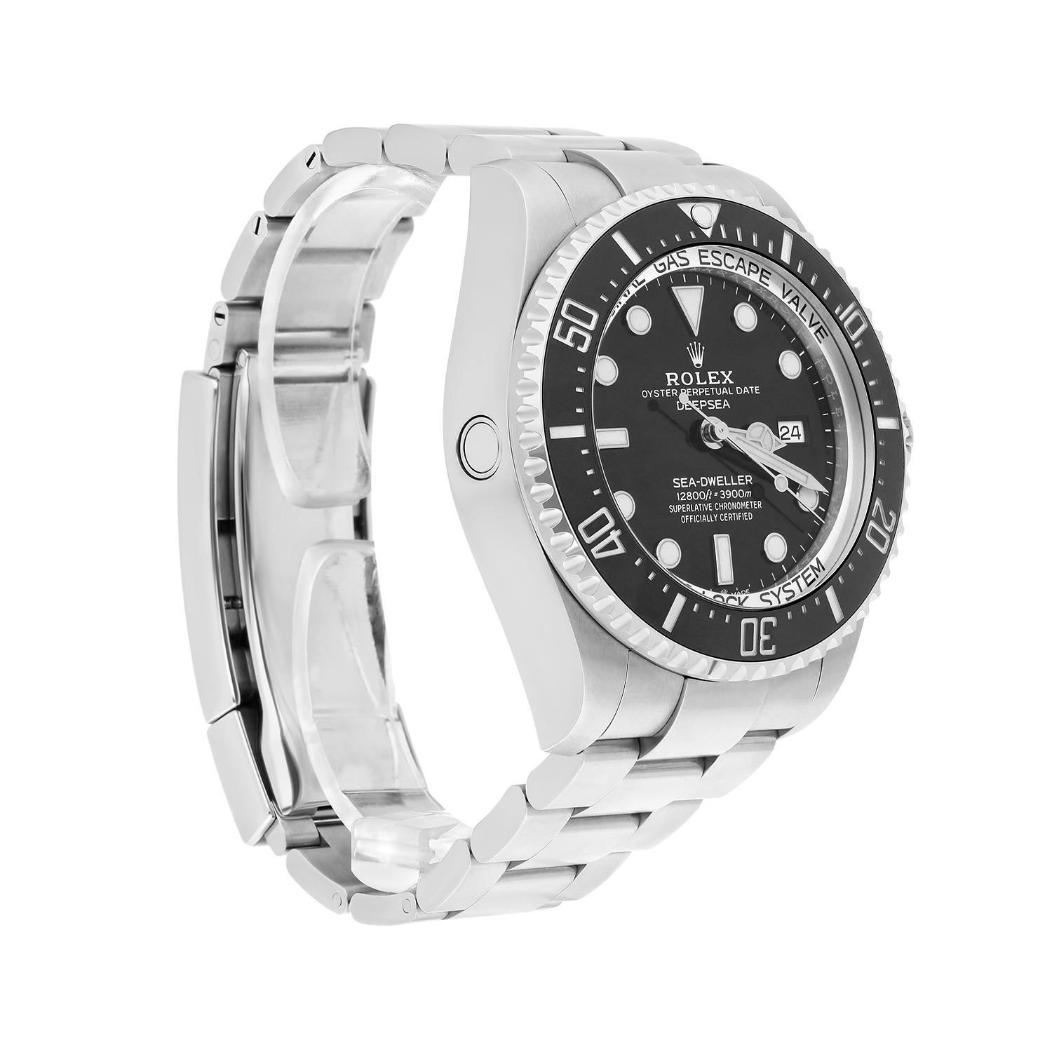 Modern Rolex Sea-Dweller Deepsea Steel/Ceramic Black Mens 44mm Watch 126660 For Sale