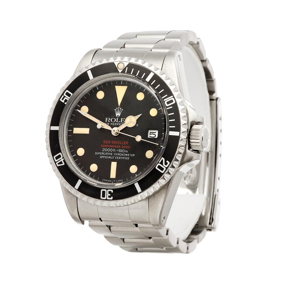 Ref: W5882
Manufacturer: Rolex
Model: Sea-Dweller
Model Ref: 1665
Age: Circa 1978
Gender: Mens
Complete With: Box & Guarantee Only
Dial: Black
Glass: Plexiglass
Movement: Automatic
Water Resistance: To Manufacturers Specifications
Case: Stainless