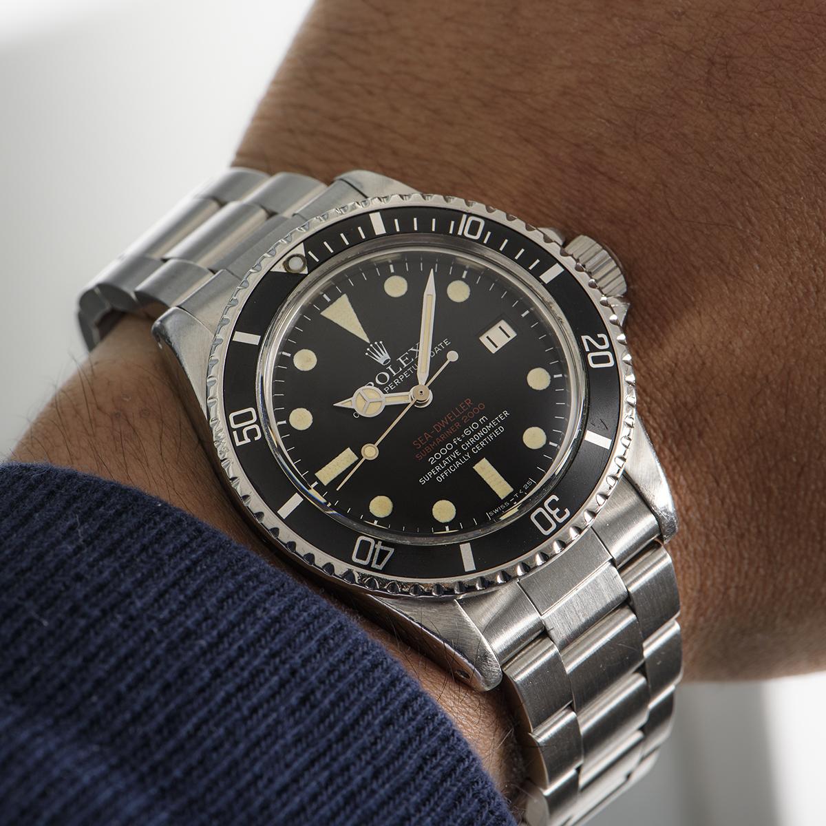 Rolex Sea-Dweller Double Red Vintage Stainless Steel Matte Black Mark III 1665 For Sale 3