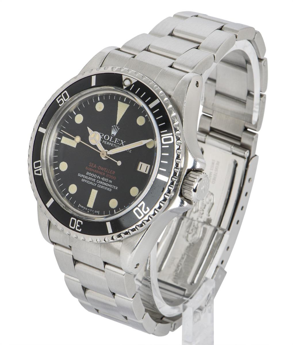 Rolex Sea-Dweller Double Red Vintage Stainless Steel Matte Black Mark III 1665 In Excellent Condition For Sale In London, GB