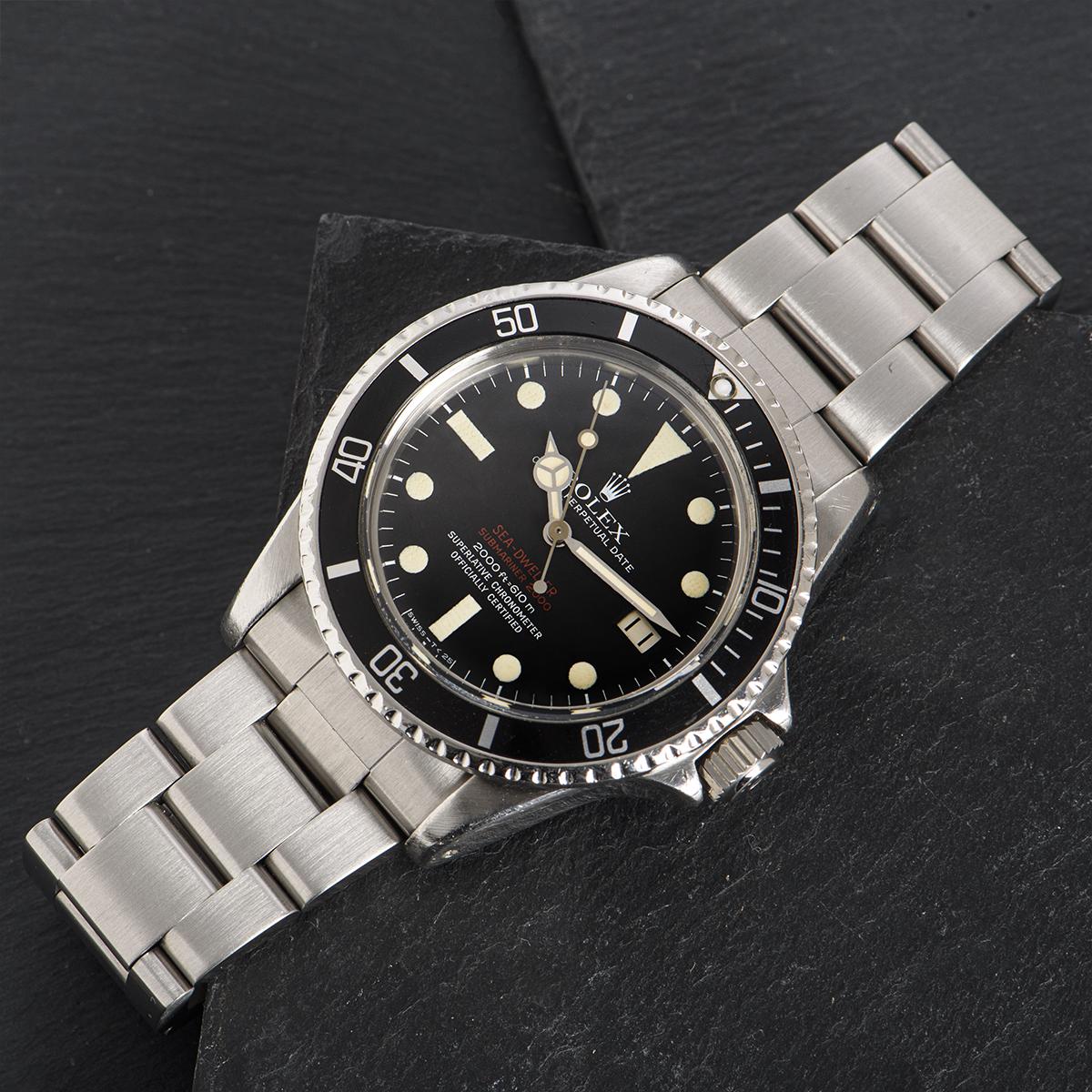 Rolex Sea-Dweller Double Red Vintage Stainless Steel Matte Black Mark III 1665 For Sale 1