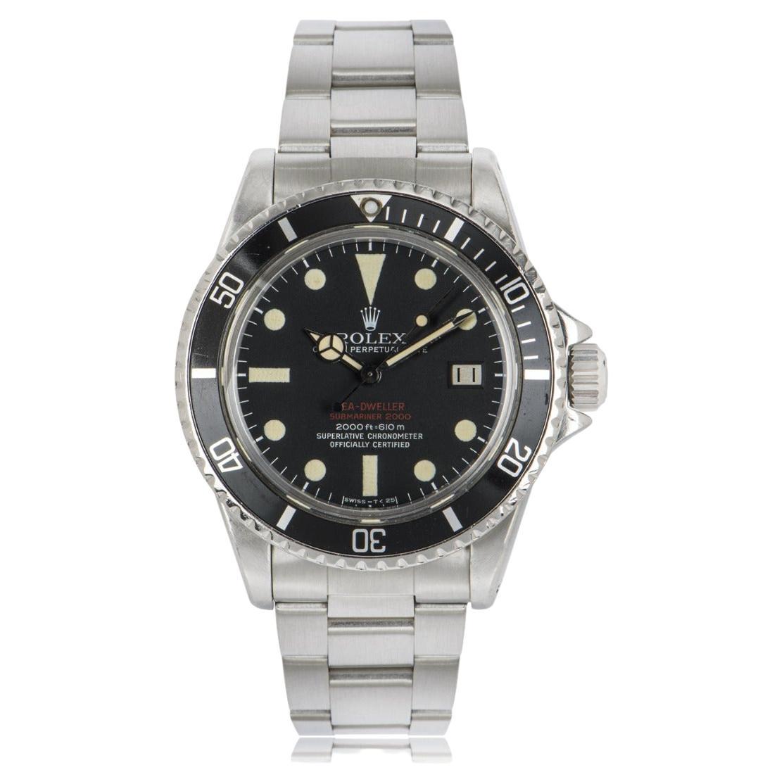 Rolex Sea-Dweller Double Red Vintage Stainless Steel Matte Black Mark III 1665 For Sale