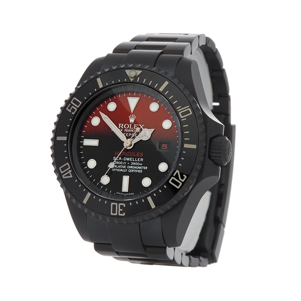 Ref: COM1856
Manufacturer: Rolex
Model: Sea-Dweller
Model Ref: 116660
Age: 12th March 2018
Gender: Mens
Complete With: Box, Manuals & Guarantee
Dial: Red & Black Fade
Glass: Sapphire Crystal
Movement: Automatic
Water Resistance: To Manufacturers