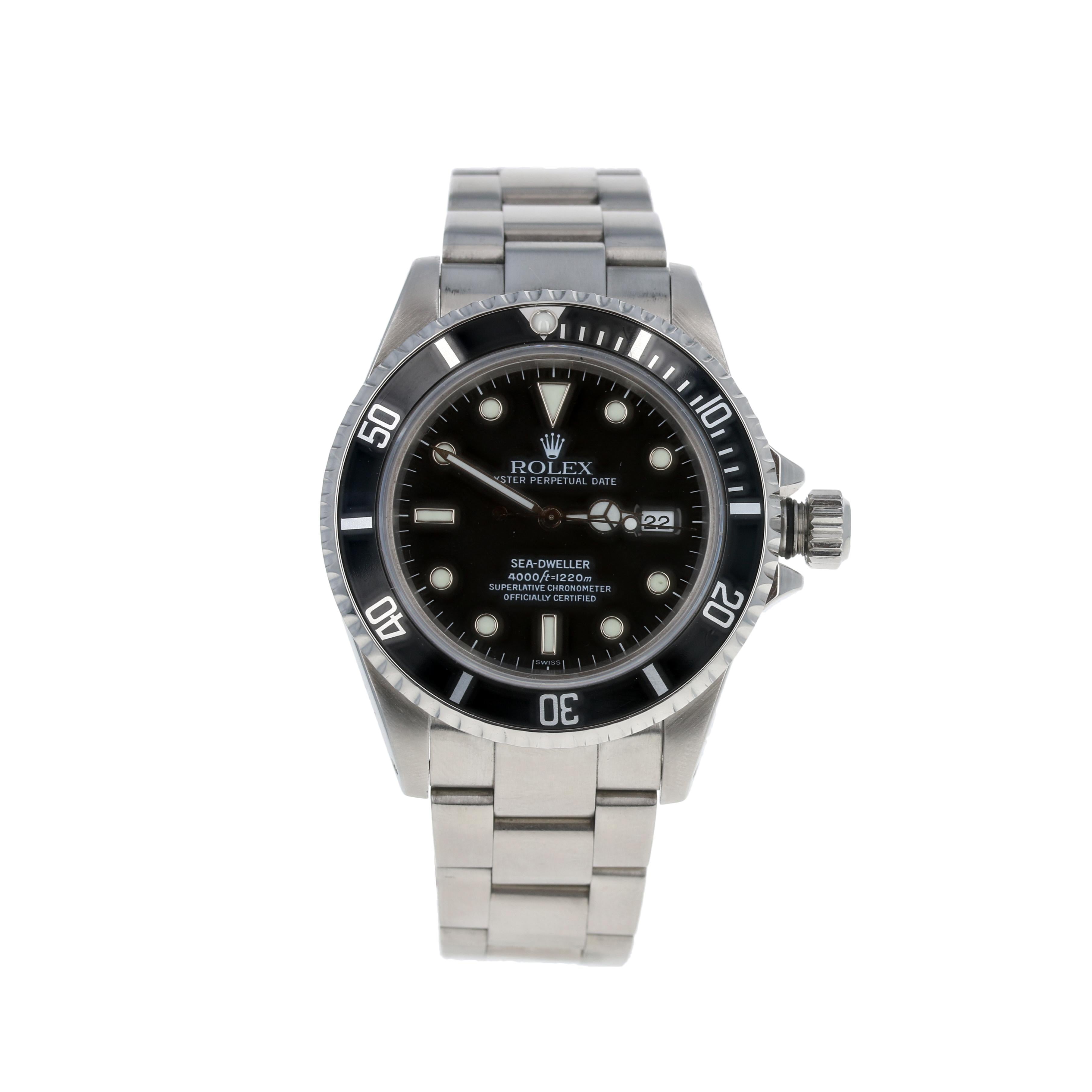 This is an authentic Rolex wristwatch. The watch has been professionally serviced and comes with a two-year warranty. Also accompanying this timepiece are the Rolex boxes and papers, a Rolex cleaning cloth, and the Rolex 4000 anchor. 

Brand: Rolex