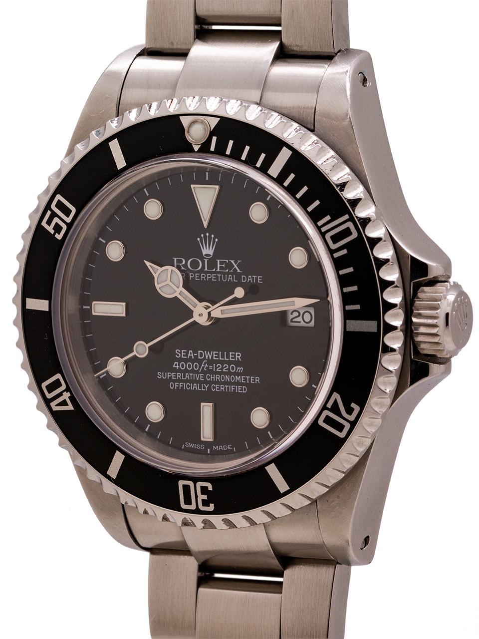 Rolex Sea-Dweller Ref 16600 Stainless, circa 2002 In Excellent Condition In West Hollywood, CA