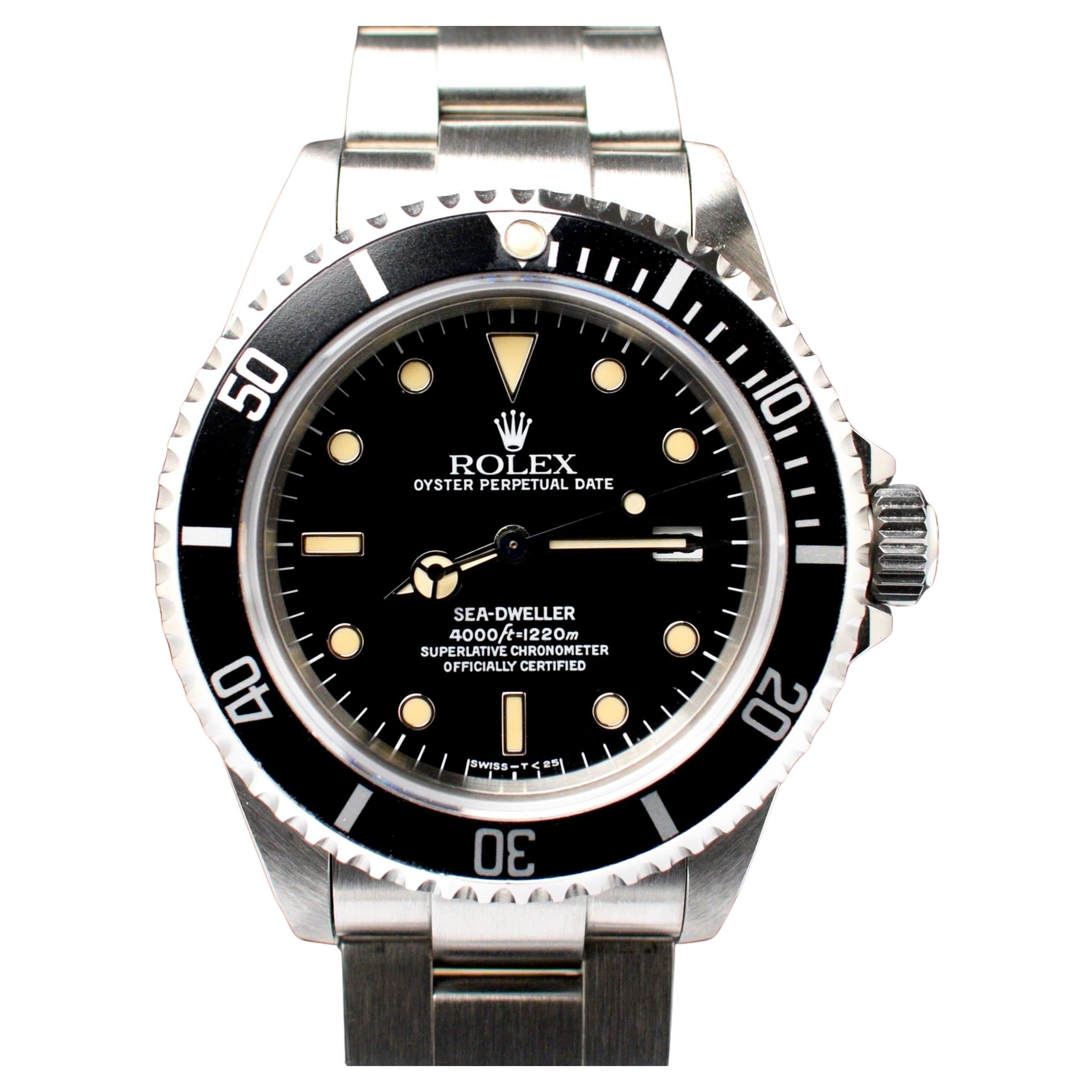 Rolex Sea-Dweller Submariner Creamy 16600 Steel Automatic Watch w/Paper, 1991 For Sale